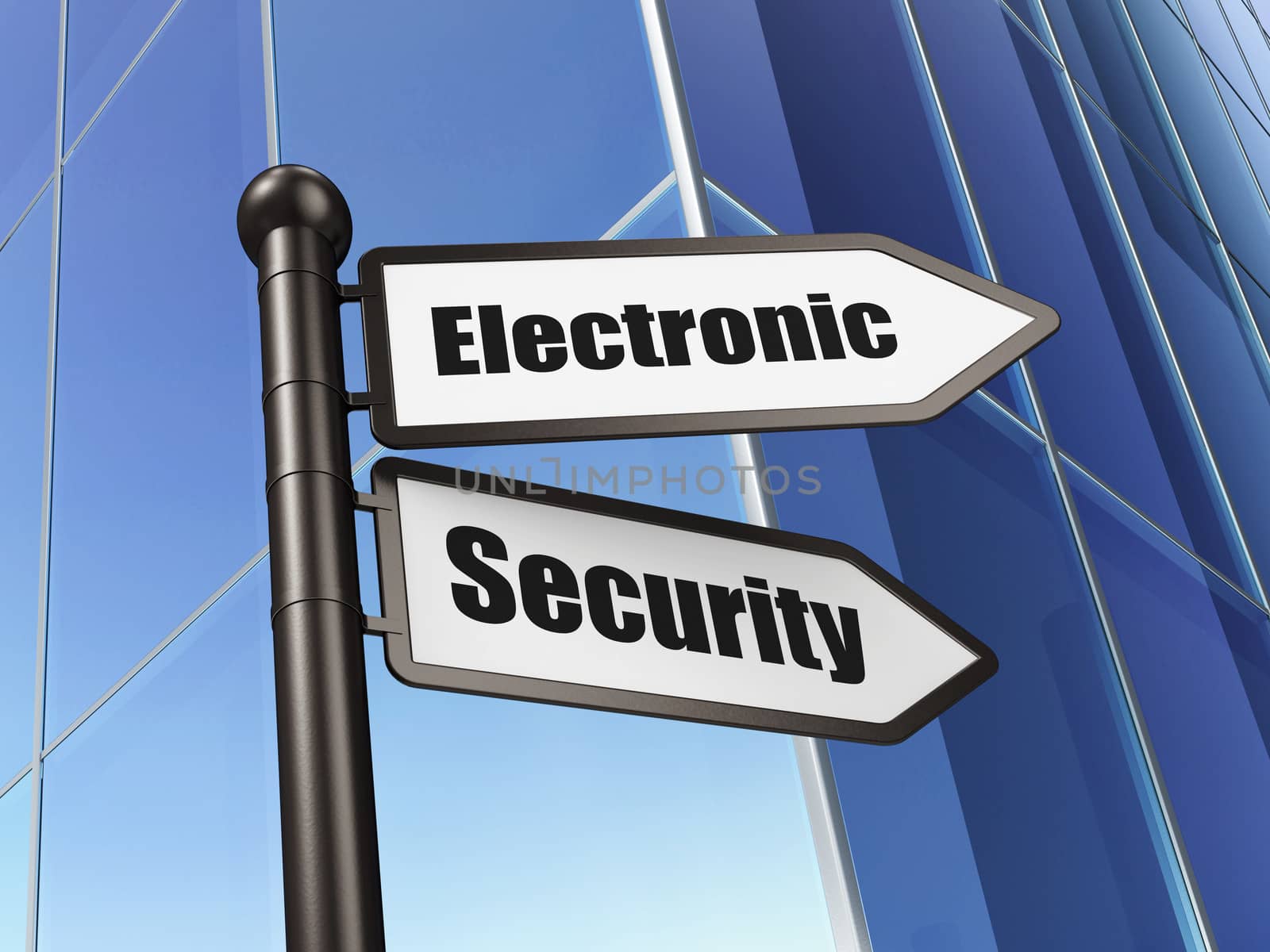 Safety concept: sign Electronic Security on Building background by maxkabakov