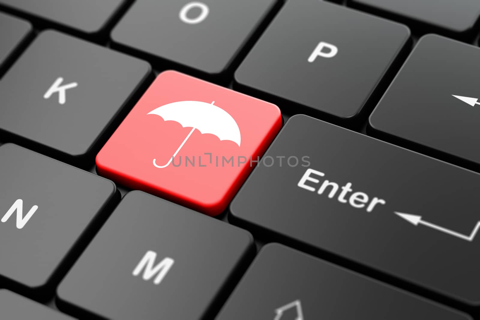 Security concept: Umbrella on computer keyboard background by maxkabakov