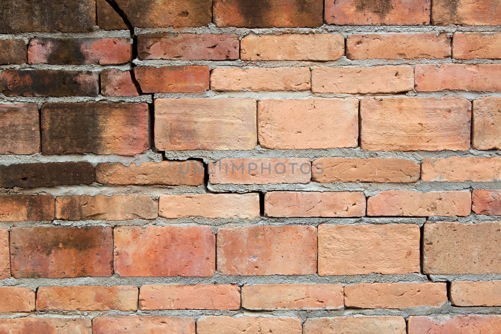 Old weathered brick wall fragment wall of brick.