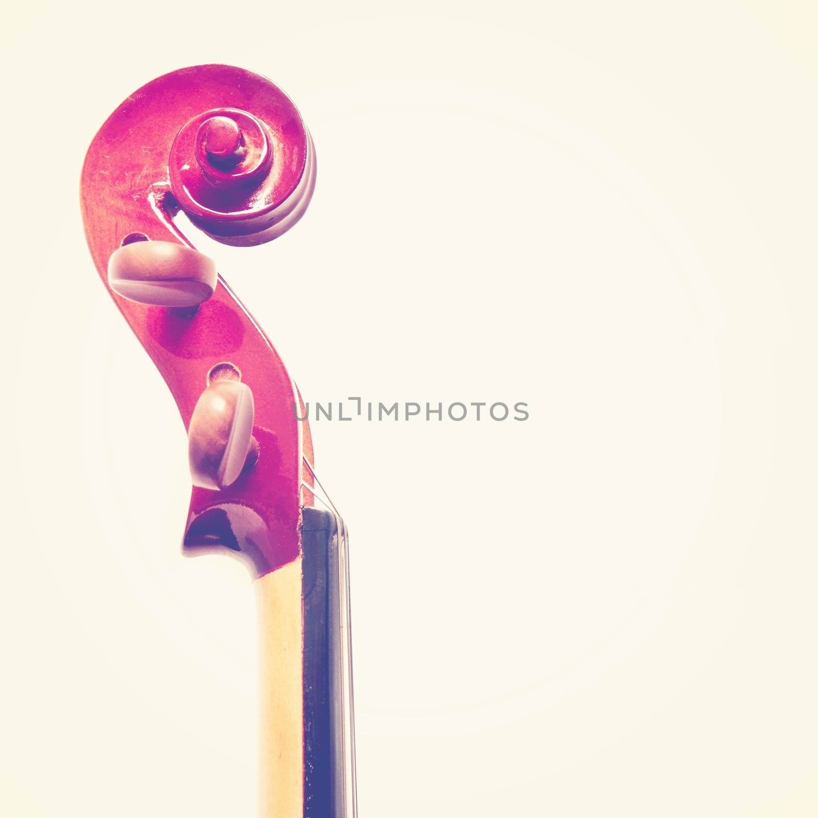 Details of violin head with retro filter effect
