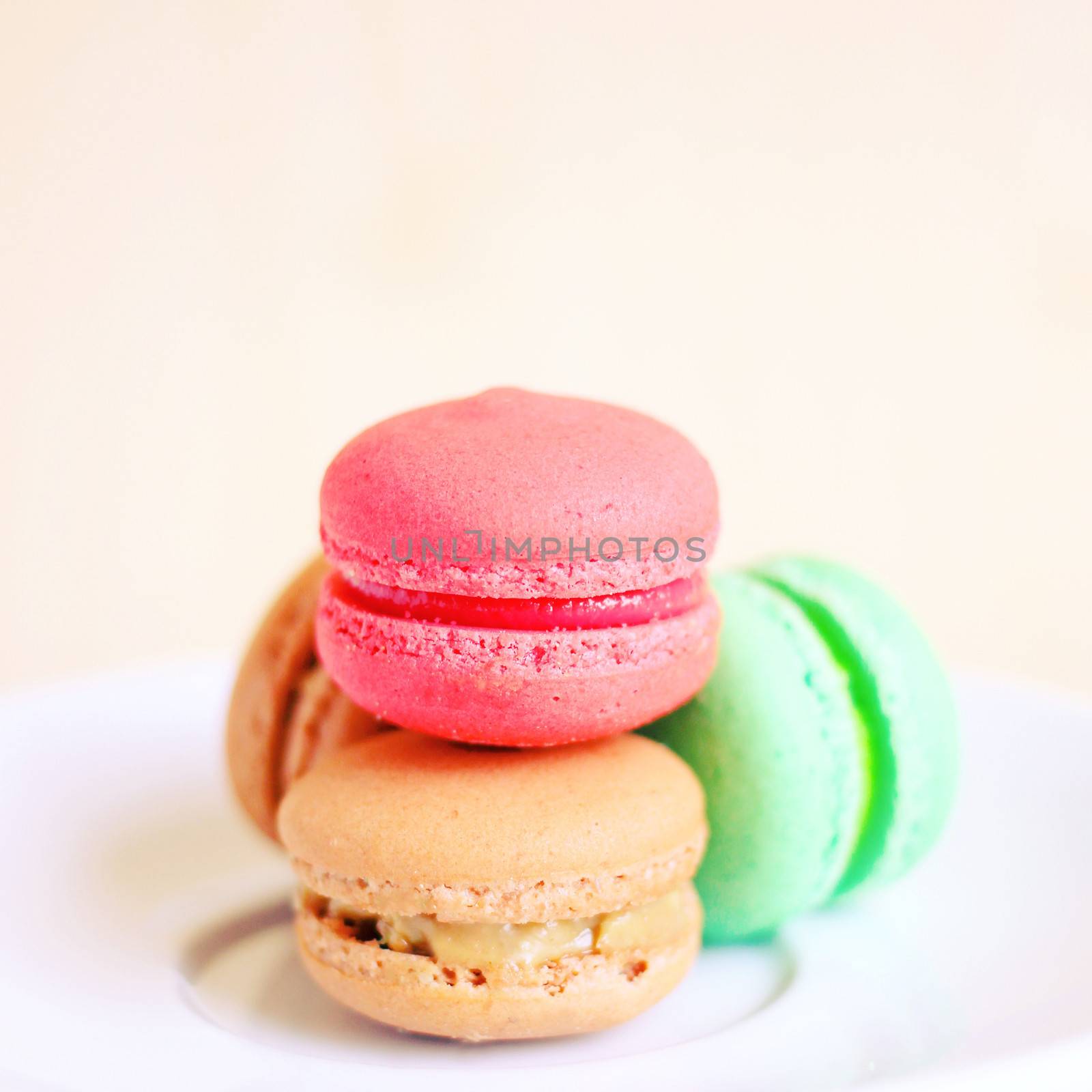 Tasty colorful macaroons with retro filter effect by nuchylee