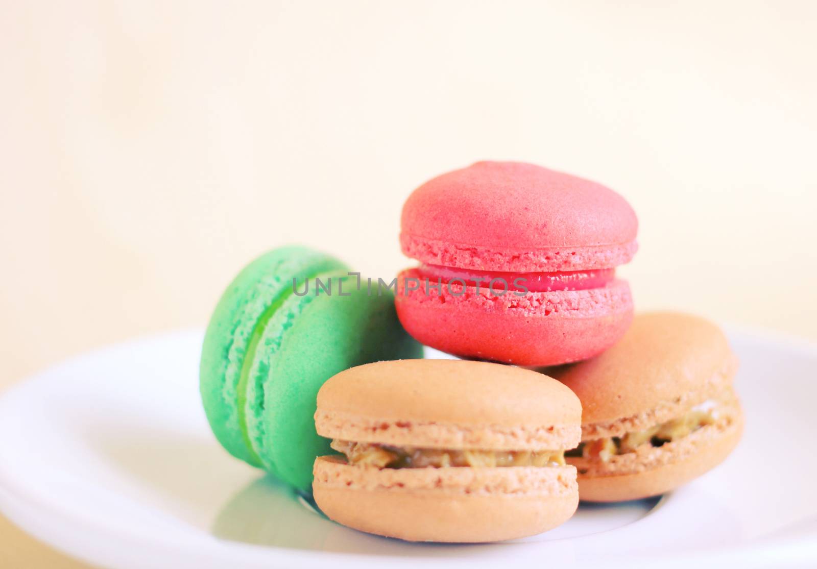 Tasty colorful macaroons with retro filter effect