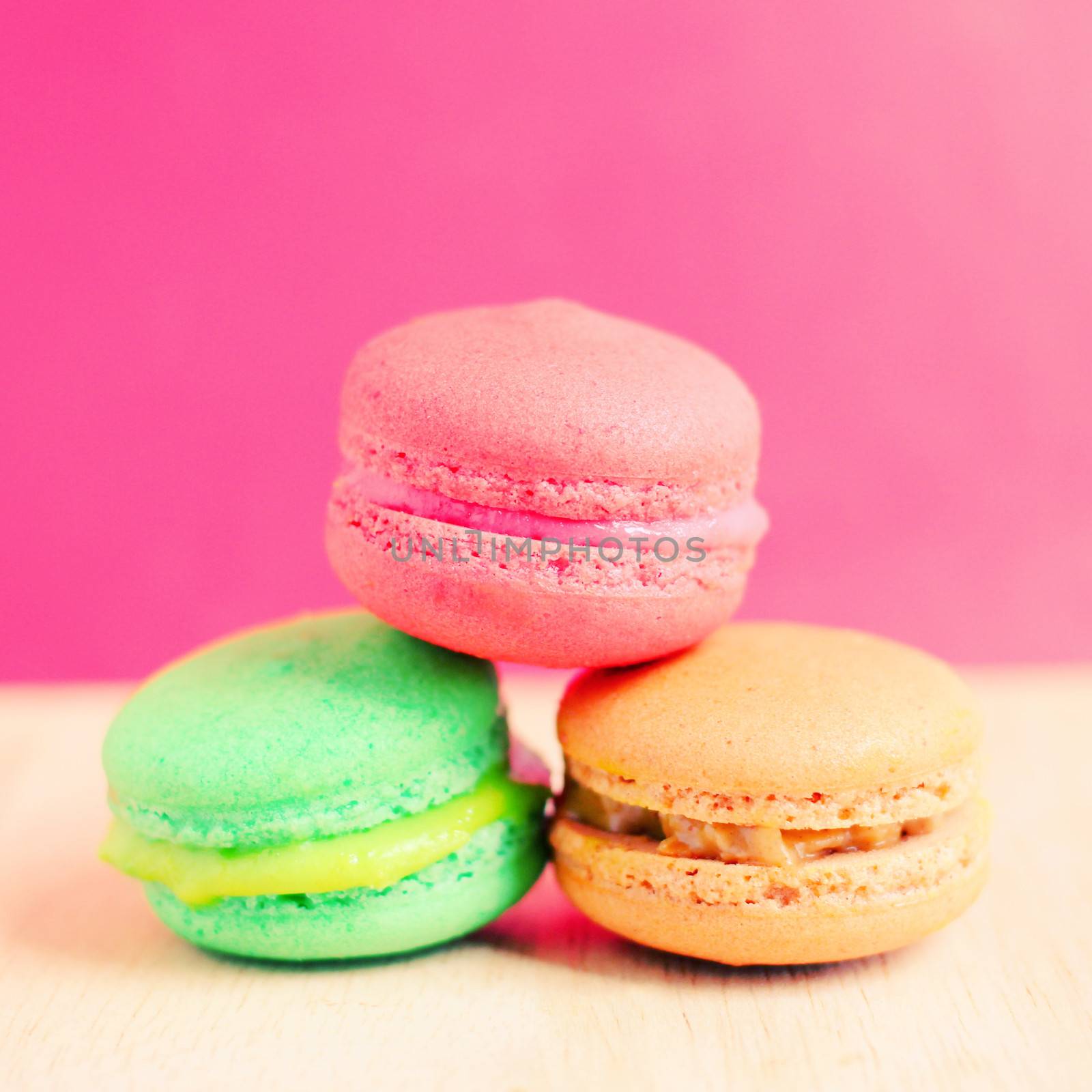 Sweet colorful macaroons with retro filter effect by nuchylee
