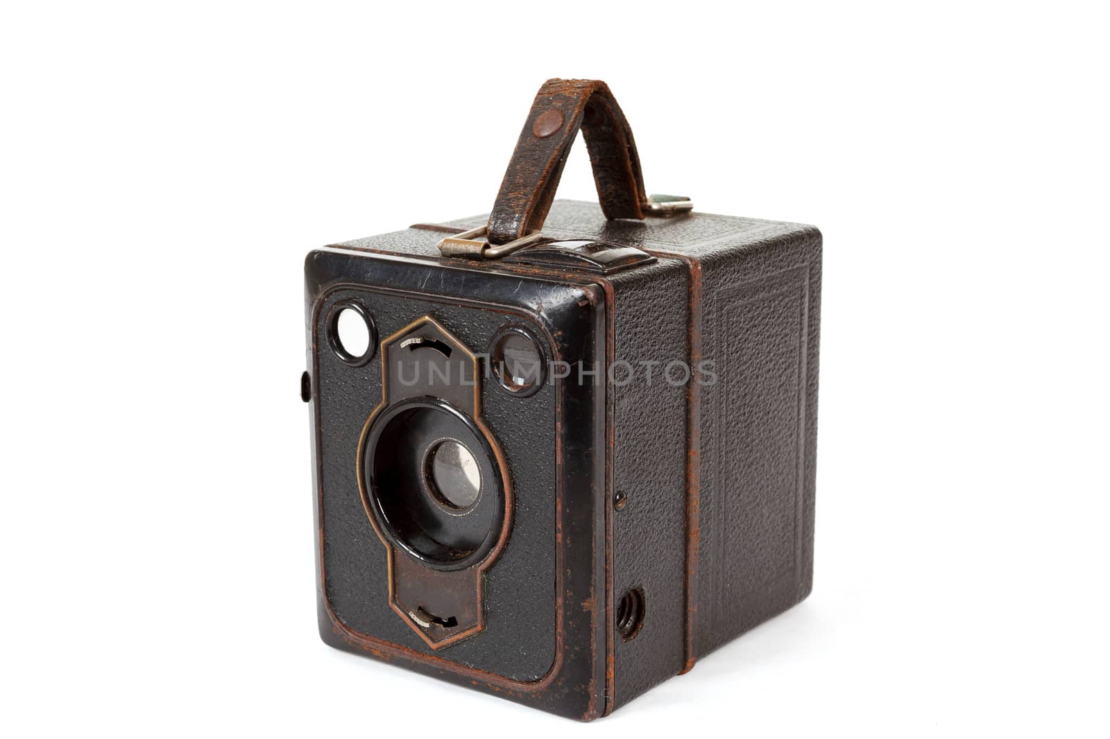 very old vintage camera isolated on white background