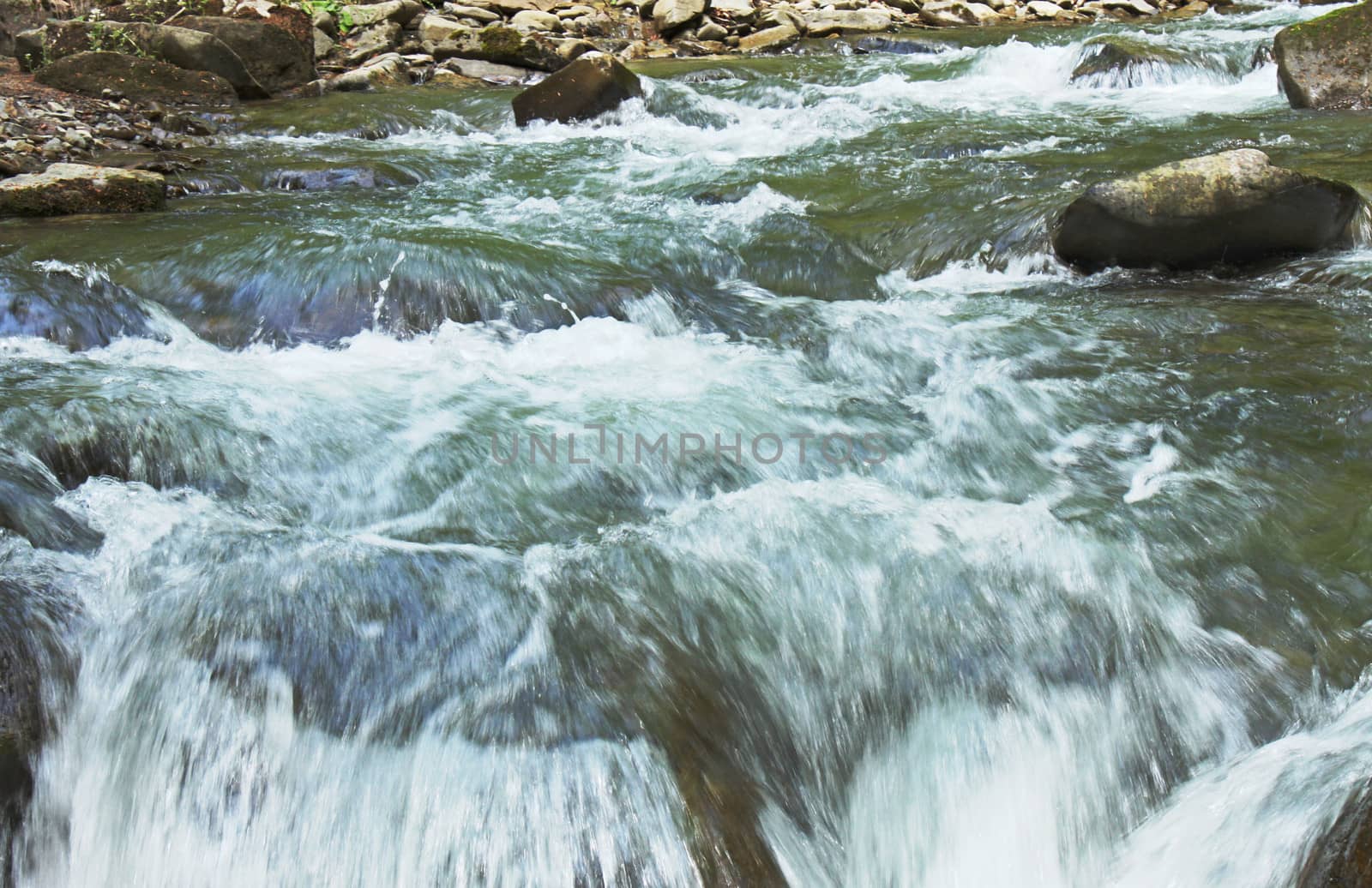 small rapid river in mountains