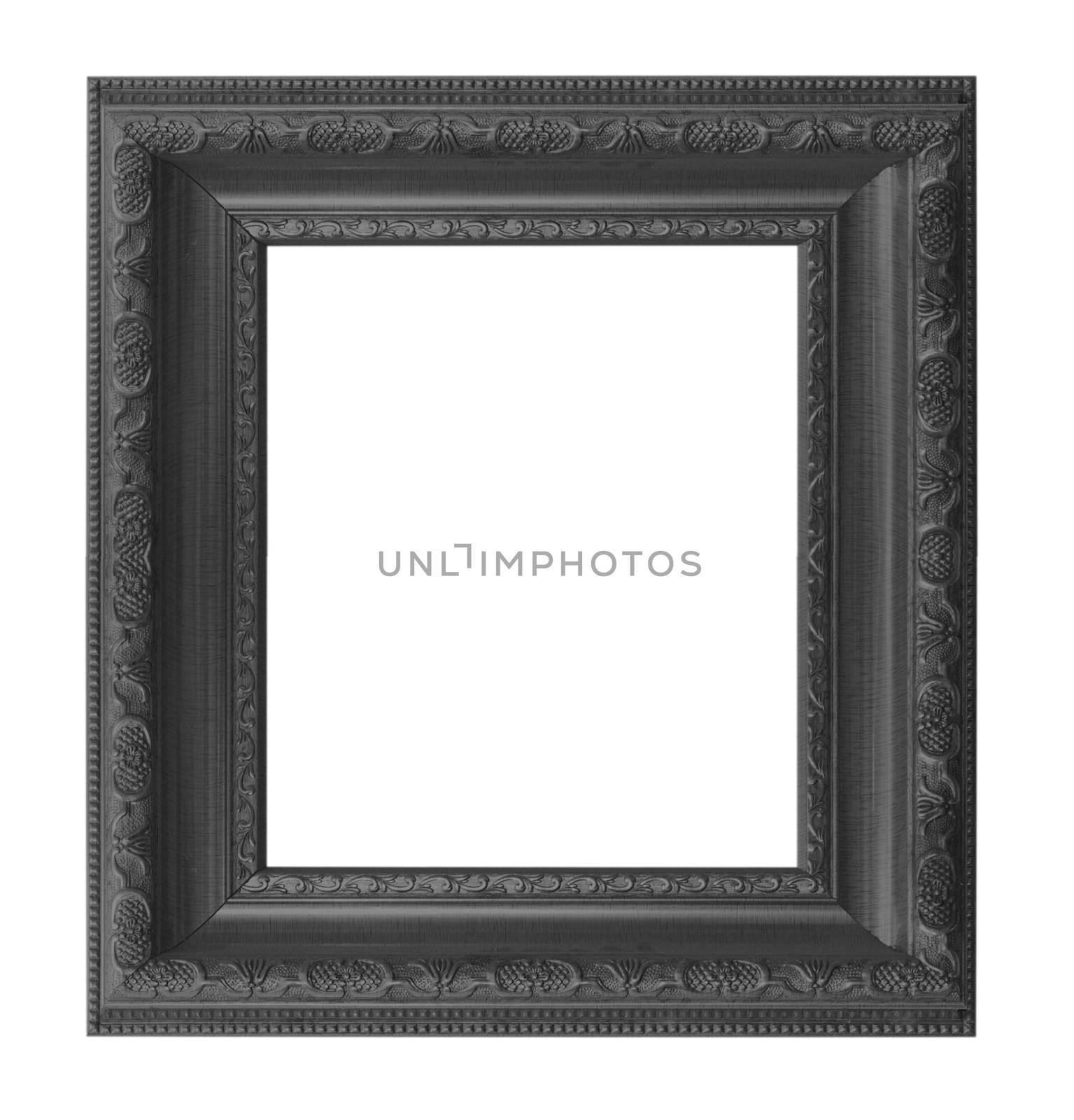 Old antique wooden frame isolated on white background.