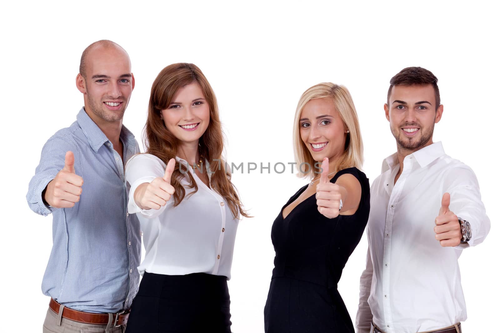 happy people business team group together isolated on white background