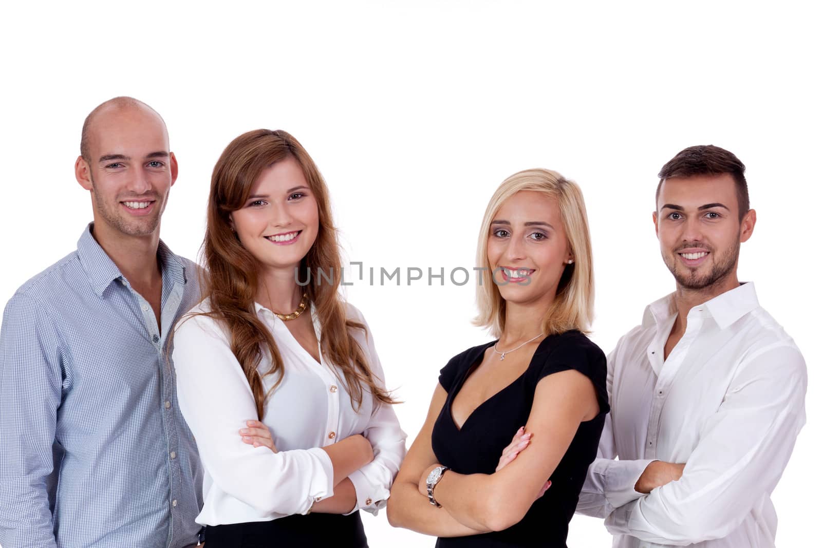happy people business team group together isolated on white background