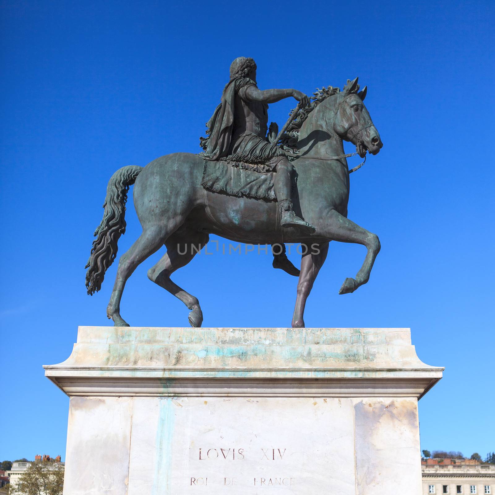 Famous statue of Louis XIV, Place Bellecour in Lyon, France 