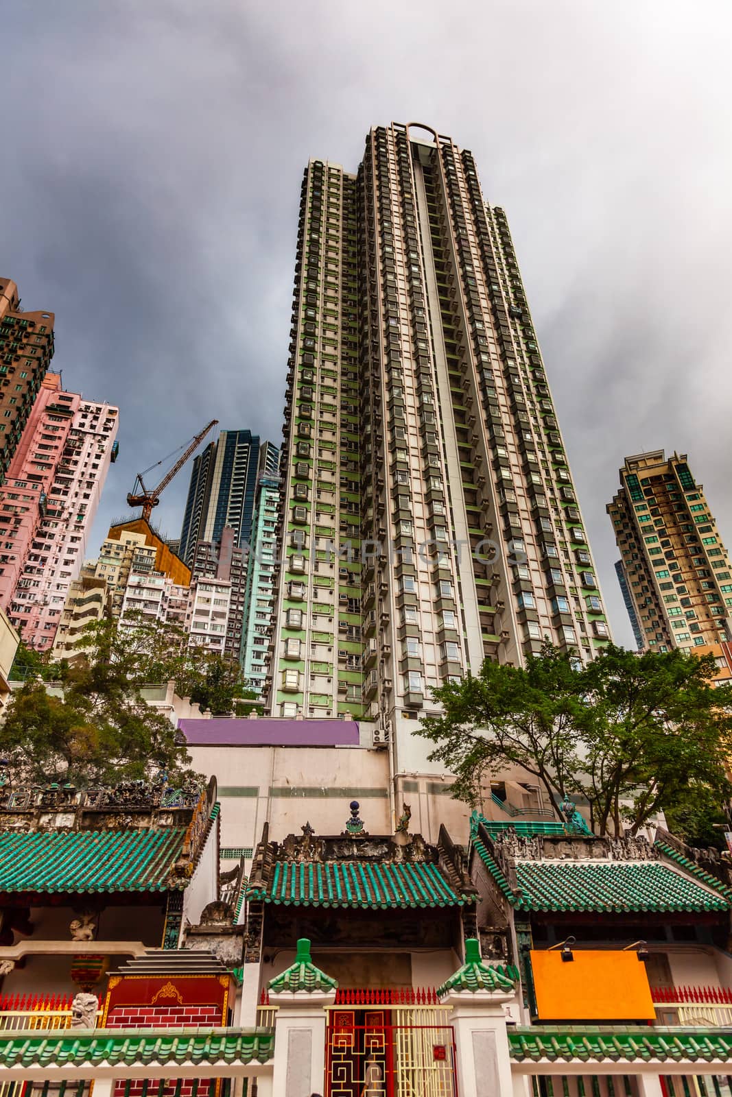 Man Mo Temple  Apartment Buildings Hong Kong China by bill_perry