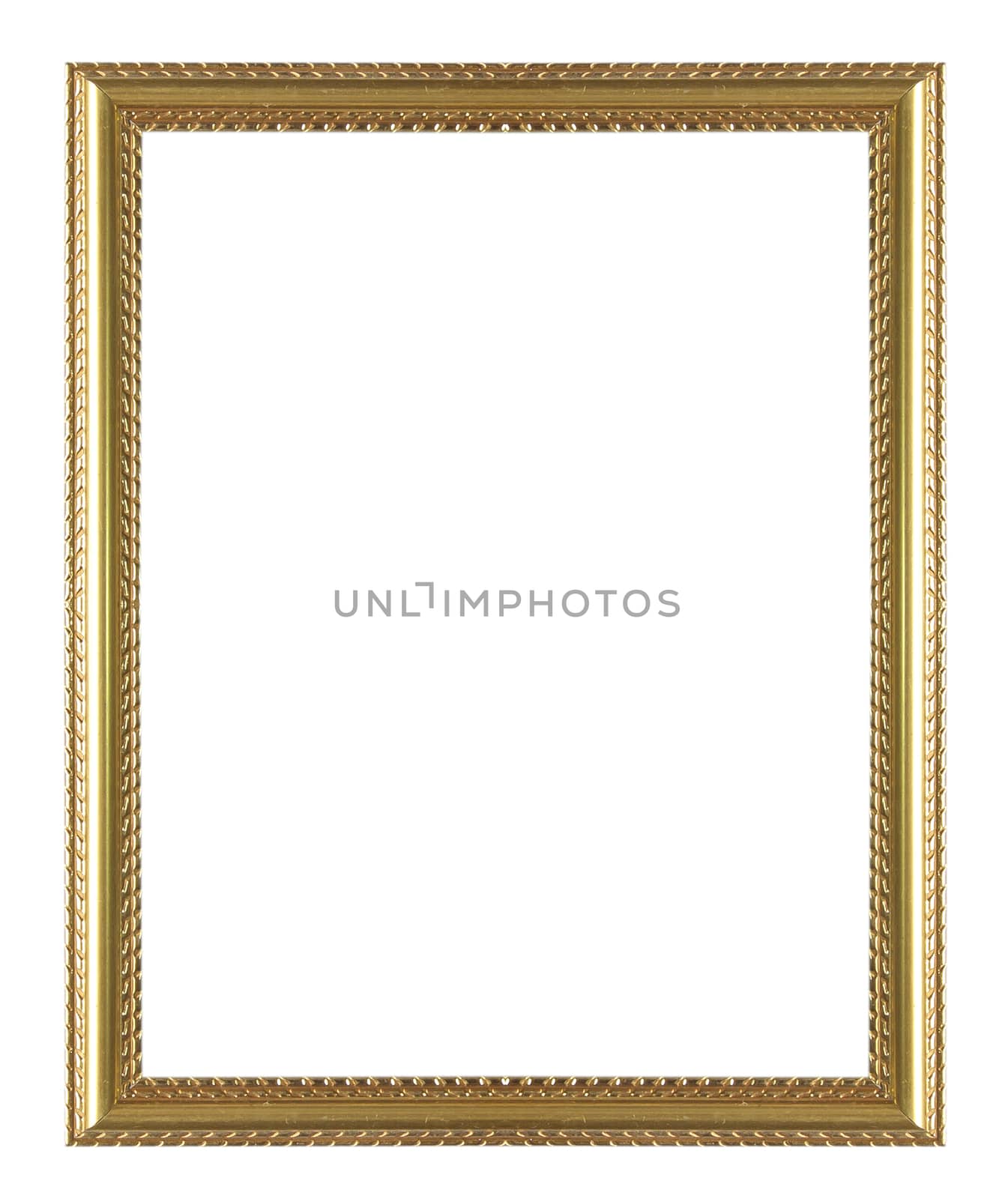 Gold vintage frame isolated on white background