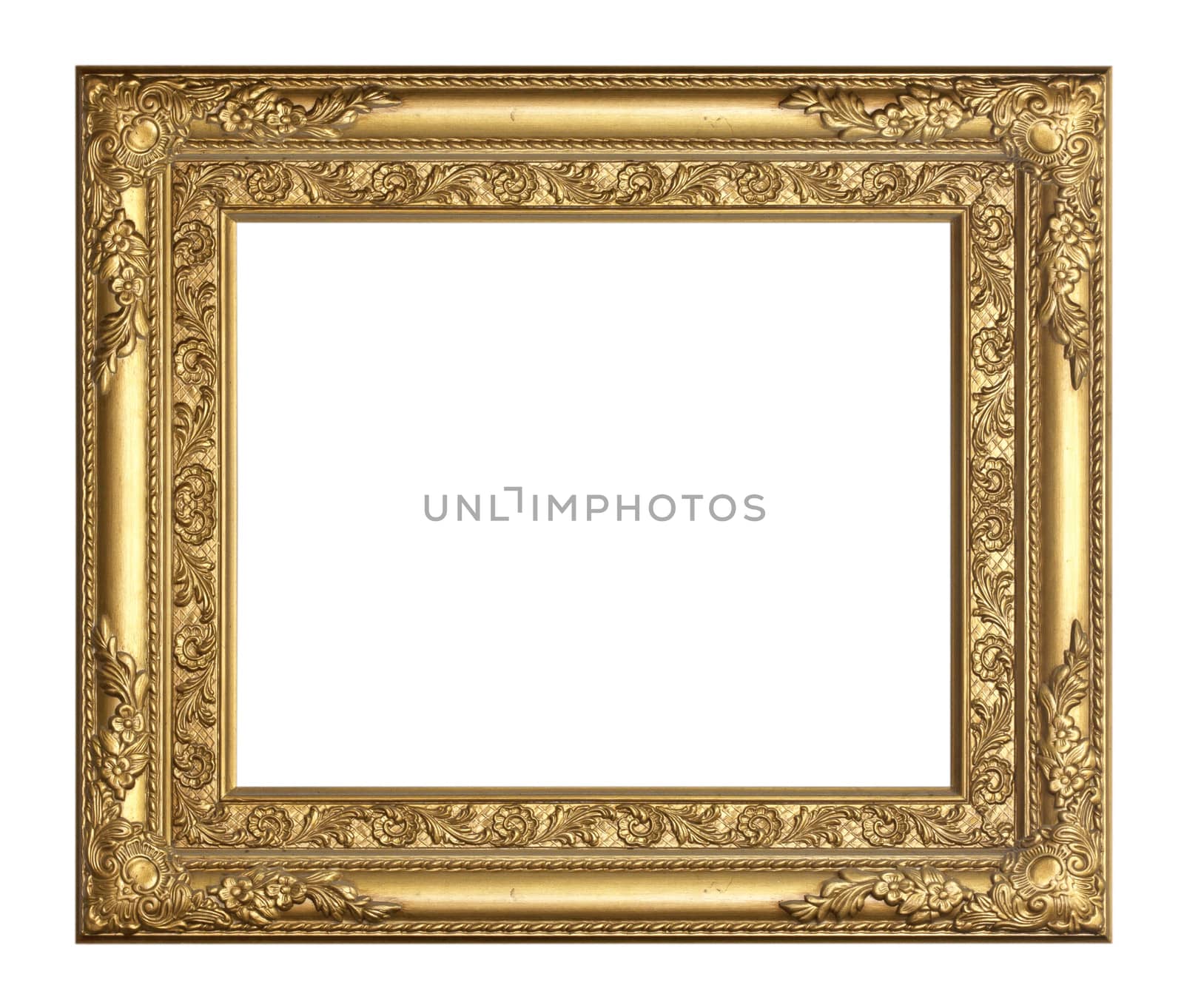 Gold vintage frame isolated on white background