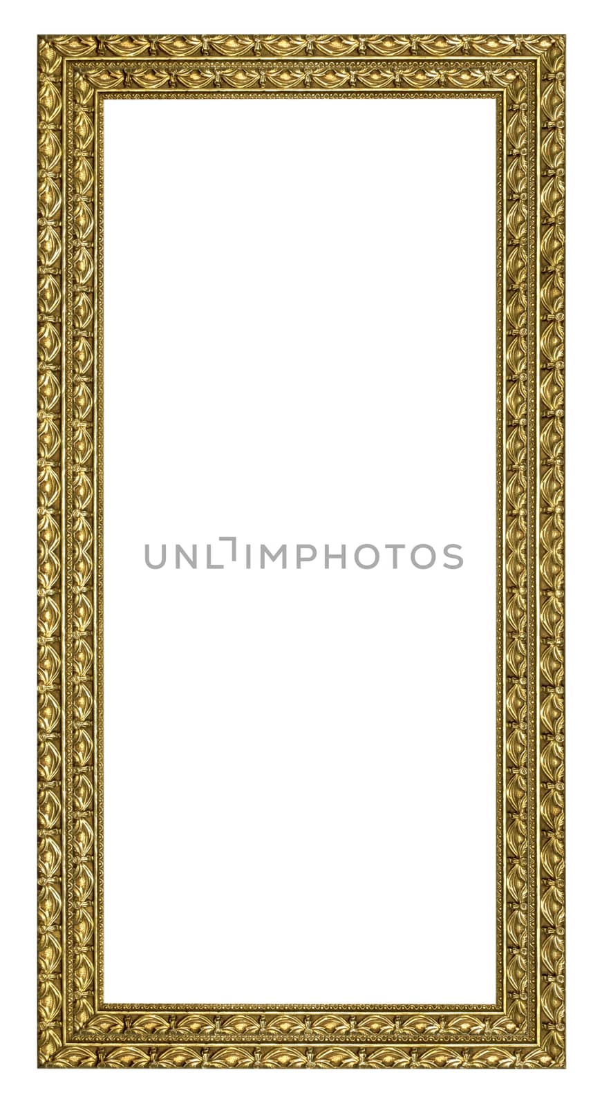 Gold vintage frame isolated on white background