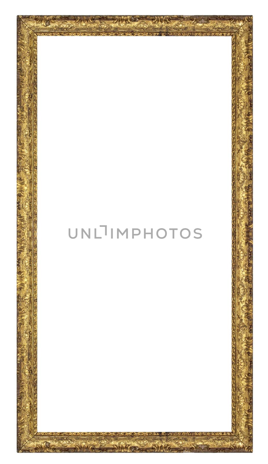 Gold vintage frame isolated on white background