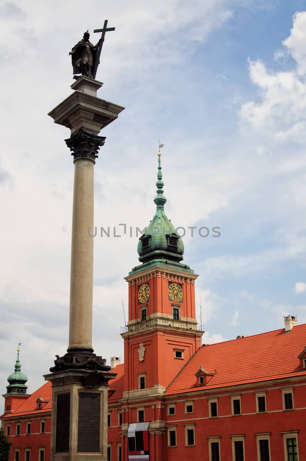 Warsaw Castle Square with king Sigismund III Vasa column.  by johnnychaos