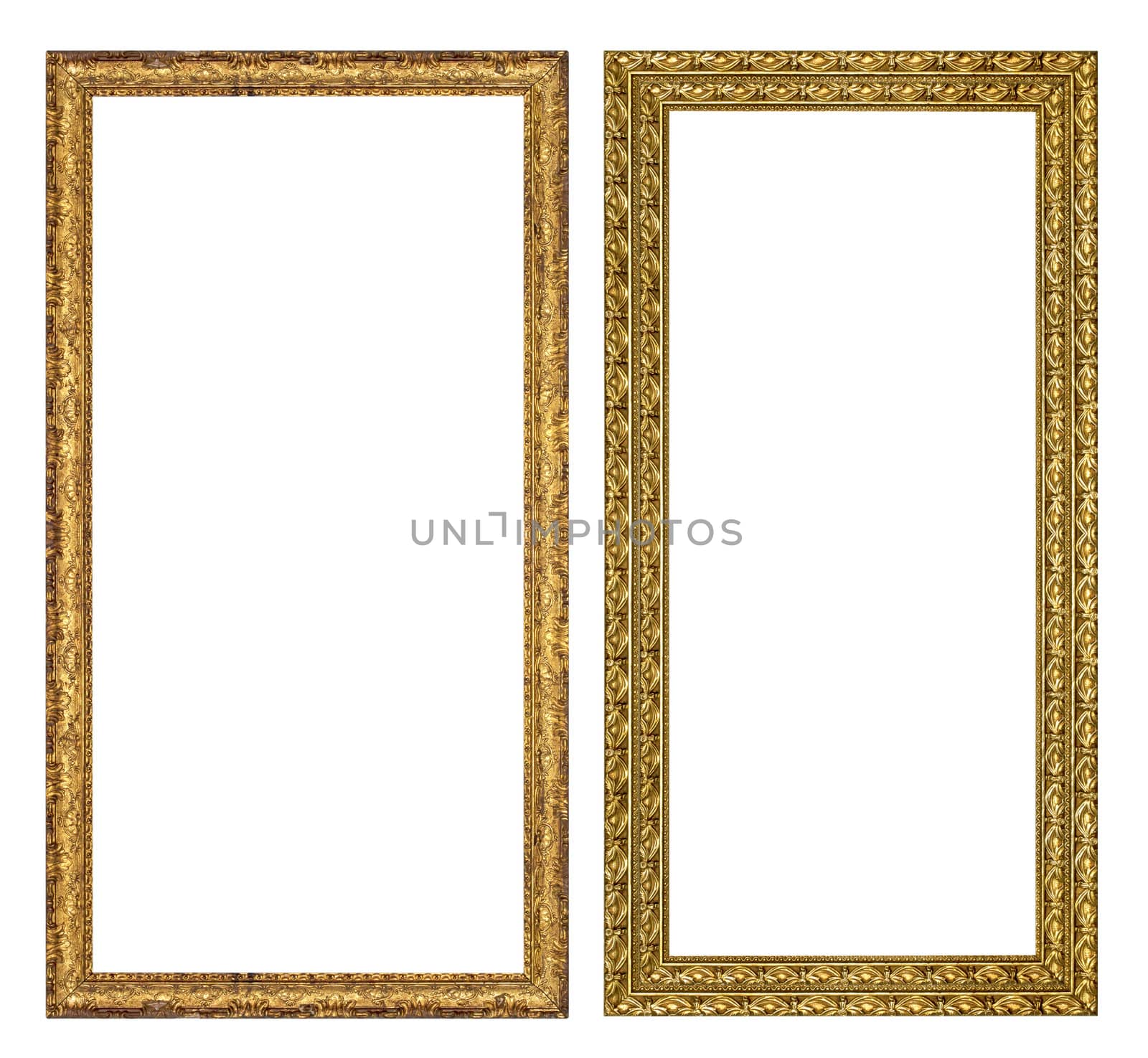 Gold vintage frame isolated on white background