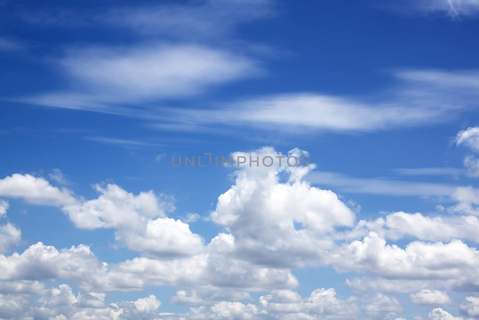 The vast blue sky and clouds sky.