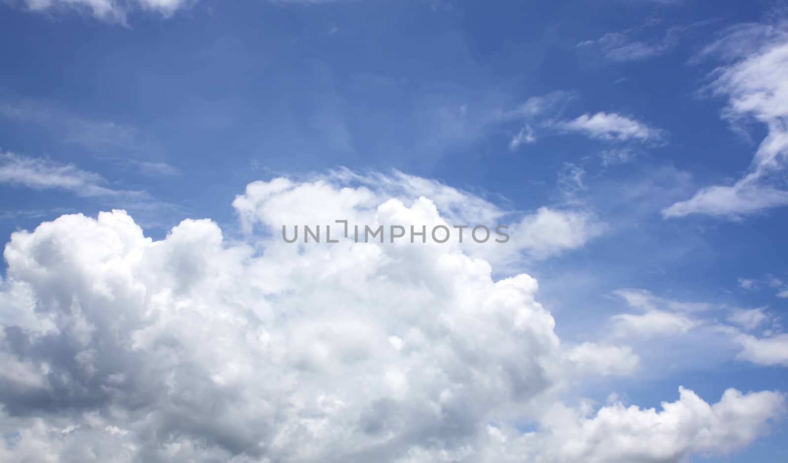 The vast blue sky and clouds sky.