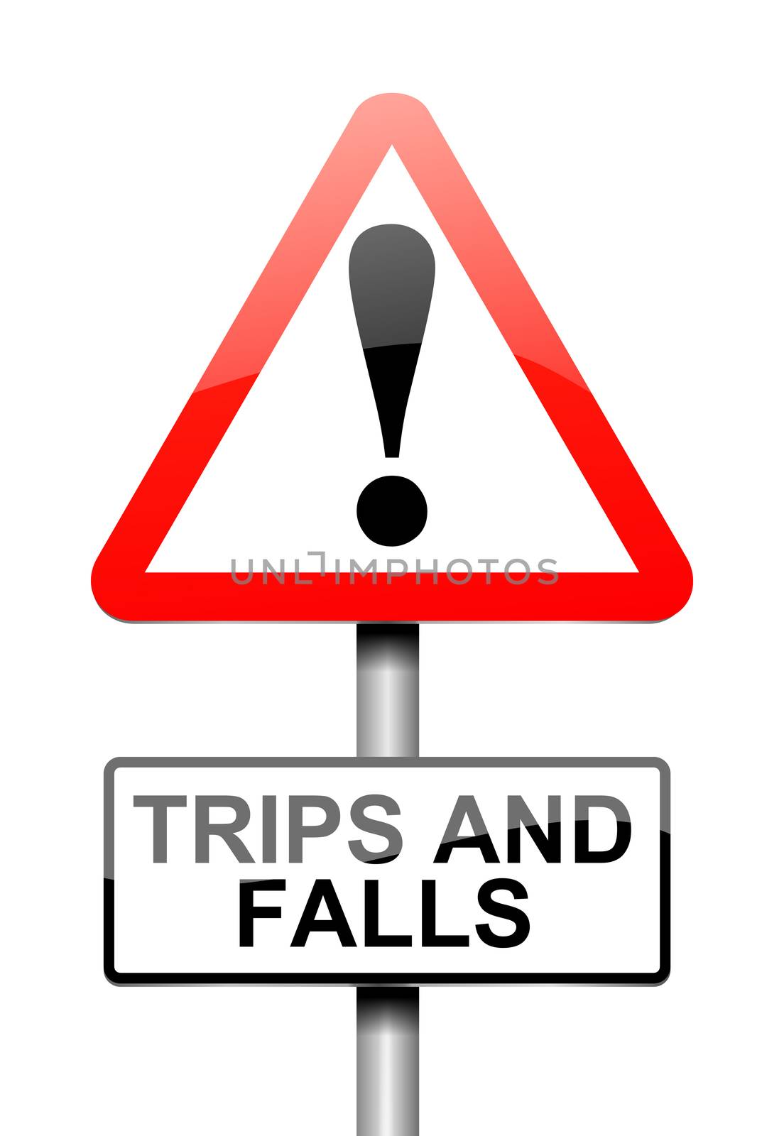 Illustration depicting a sign with a trip and fall concept.