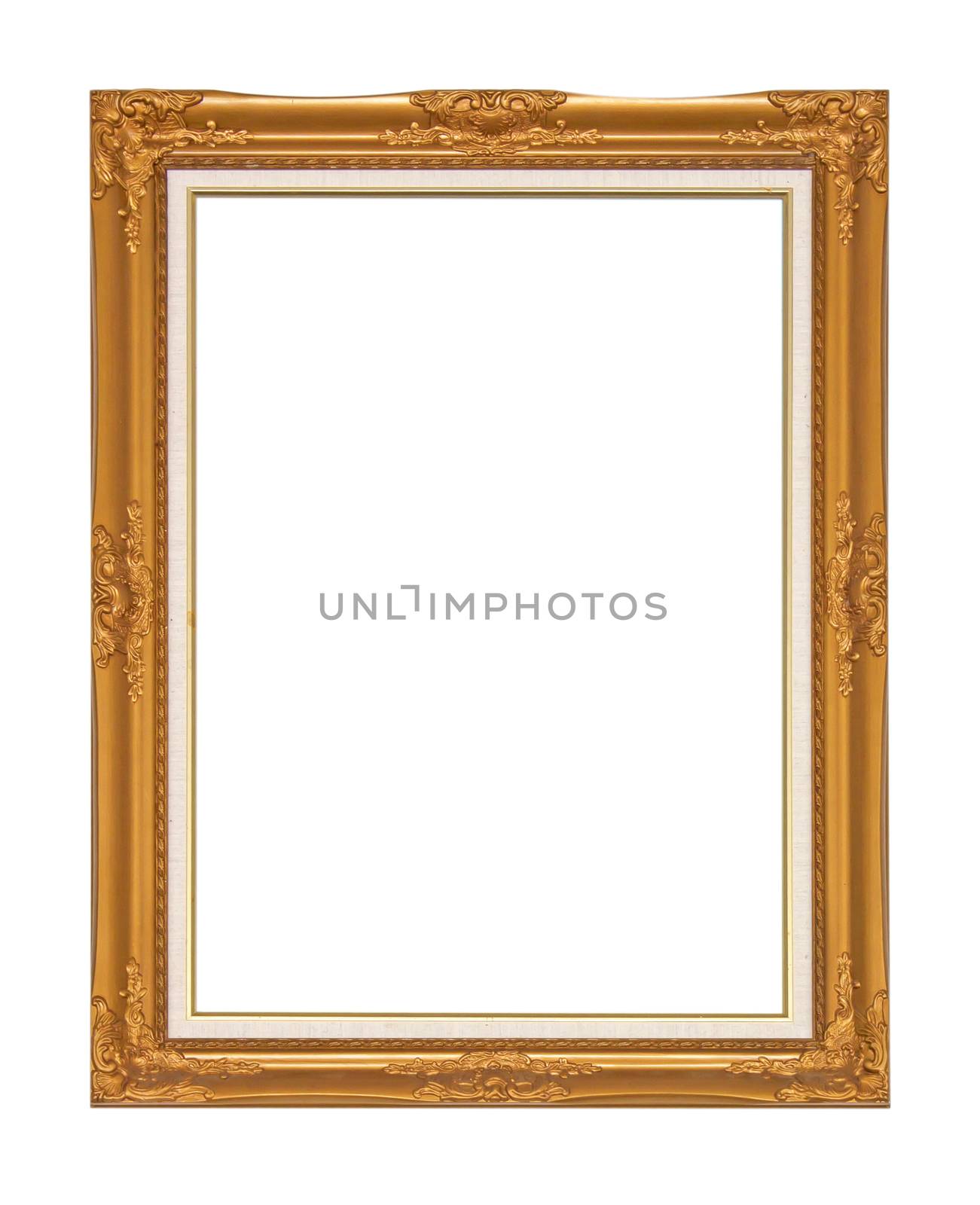 Antique Golden Frame Isolated On White Background