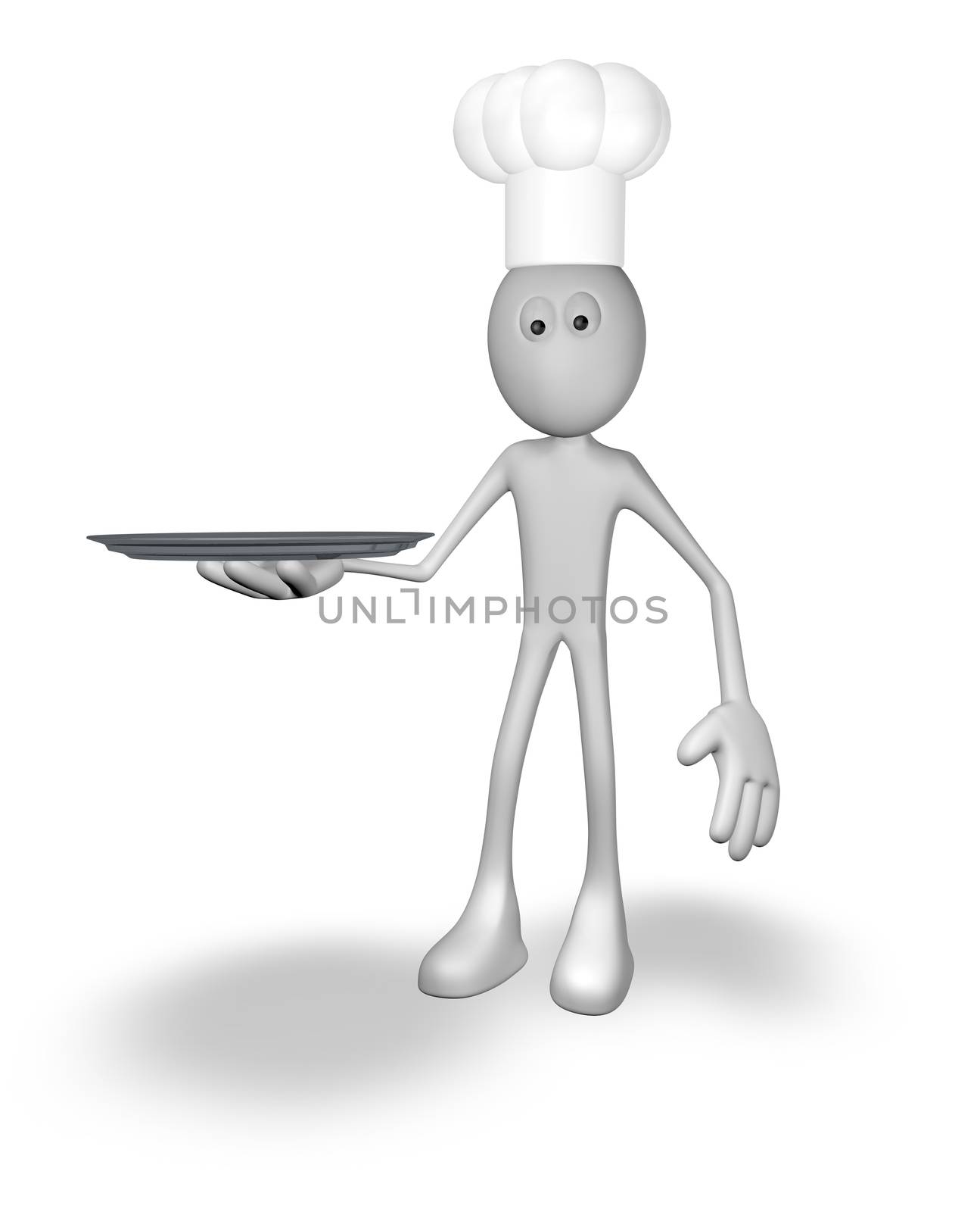 cartoon cook with plate - 3d illustration