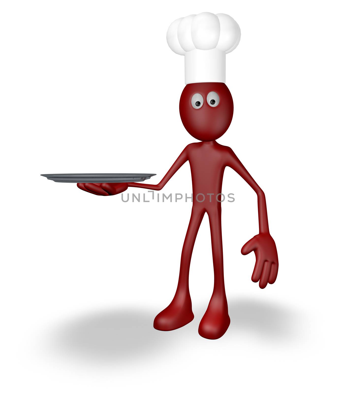 cartoon cook with plate - 3d illustration
