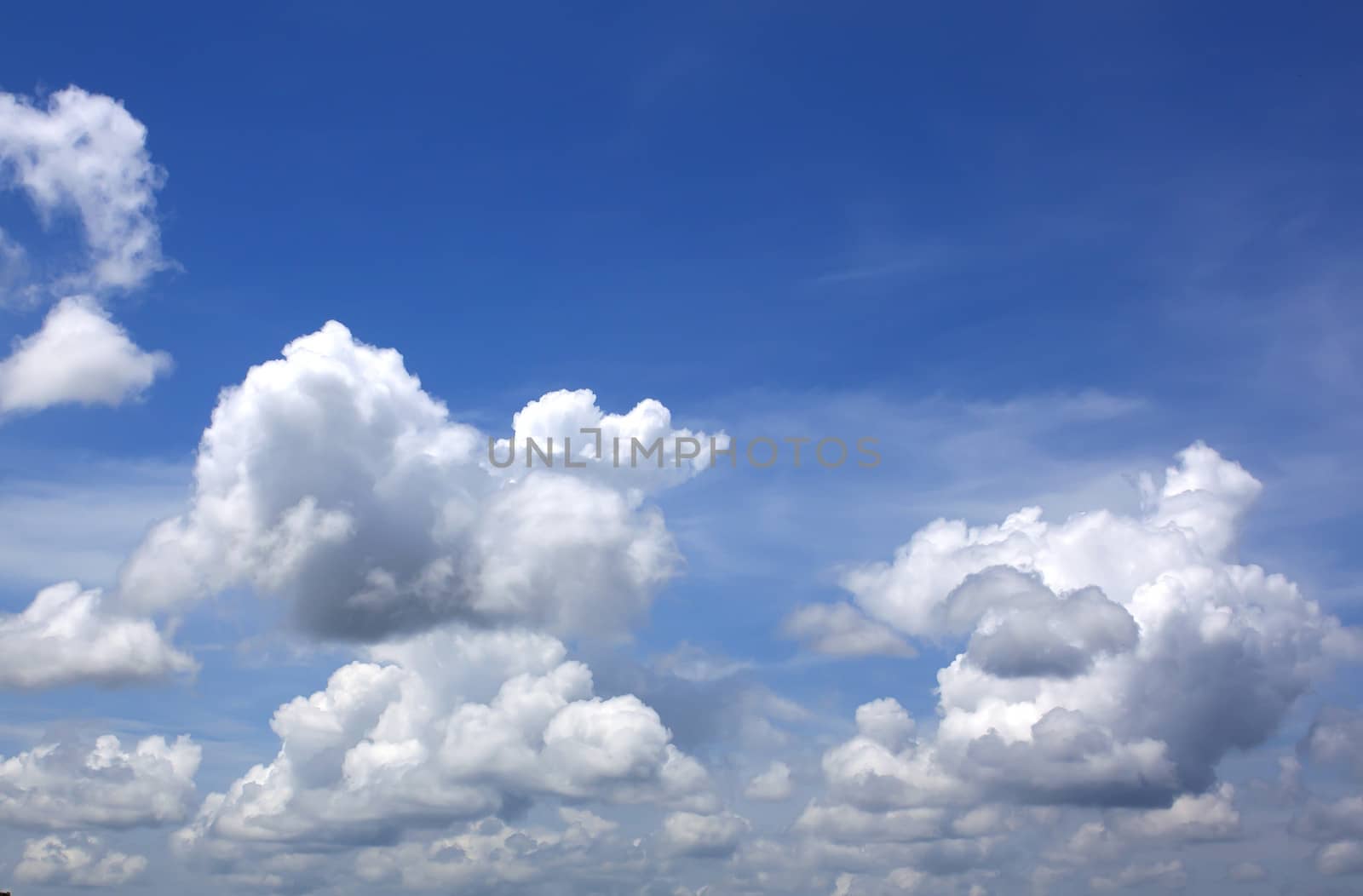 The vast blue sky and clouds sky.