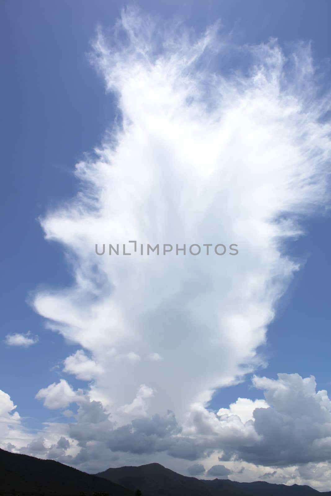 Clear blue sky with cloud close up