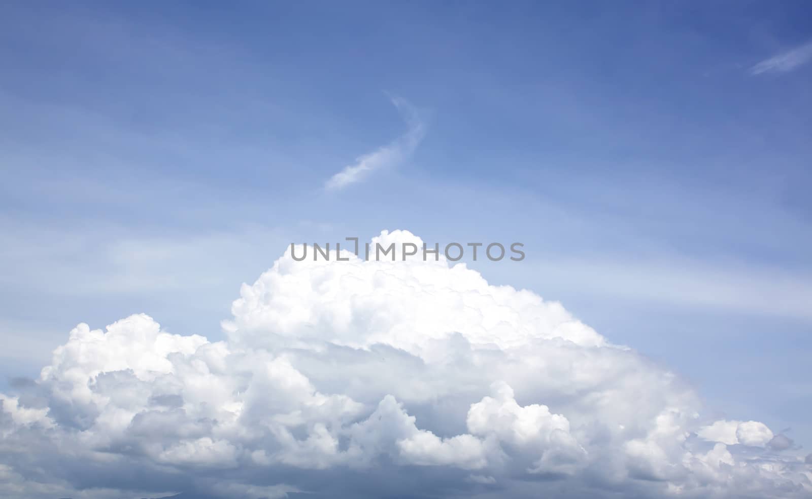 Clear blue sky with cloud close up