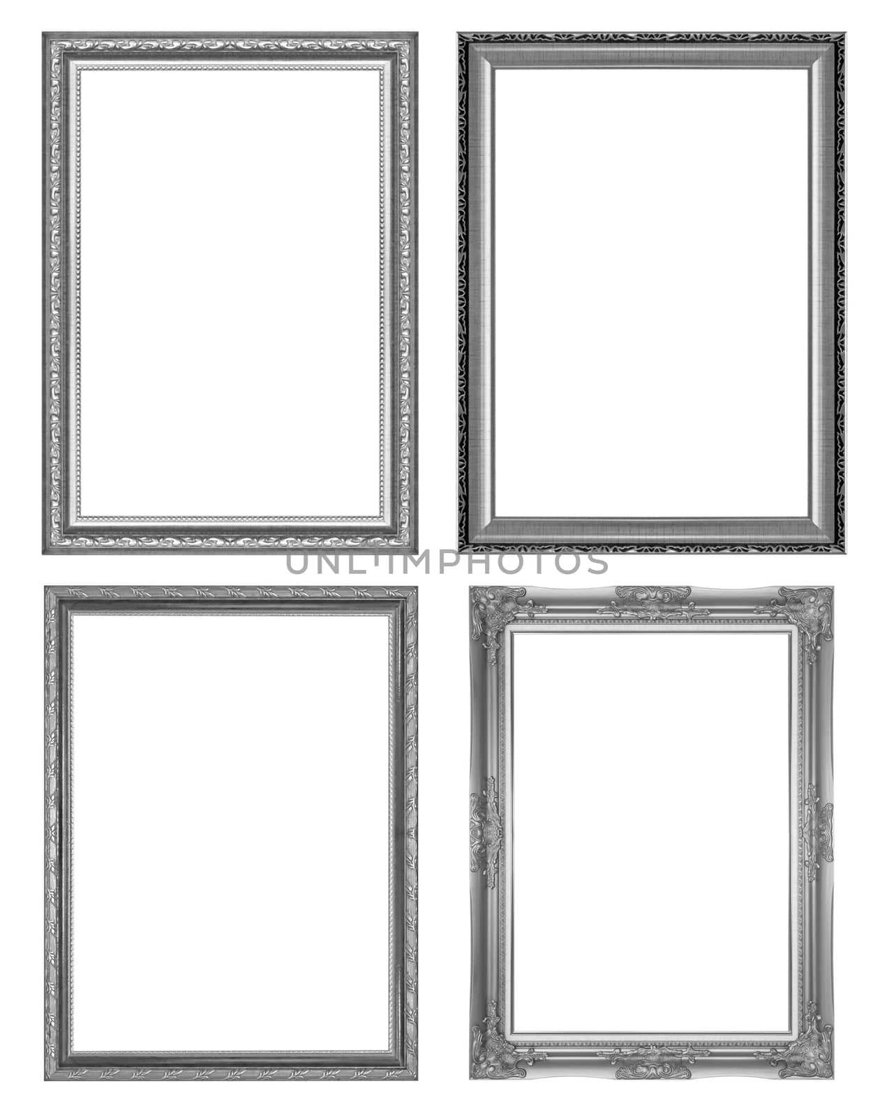 Set of black vintage frame isolated on white background