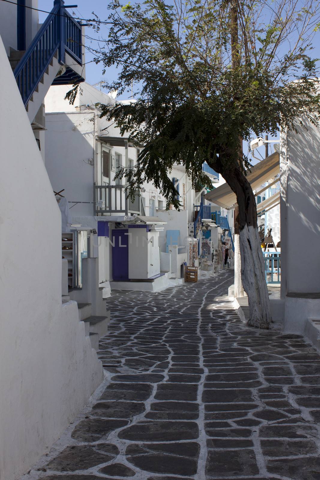 Typical Aegean town street, Cyclades islads