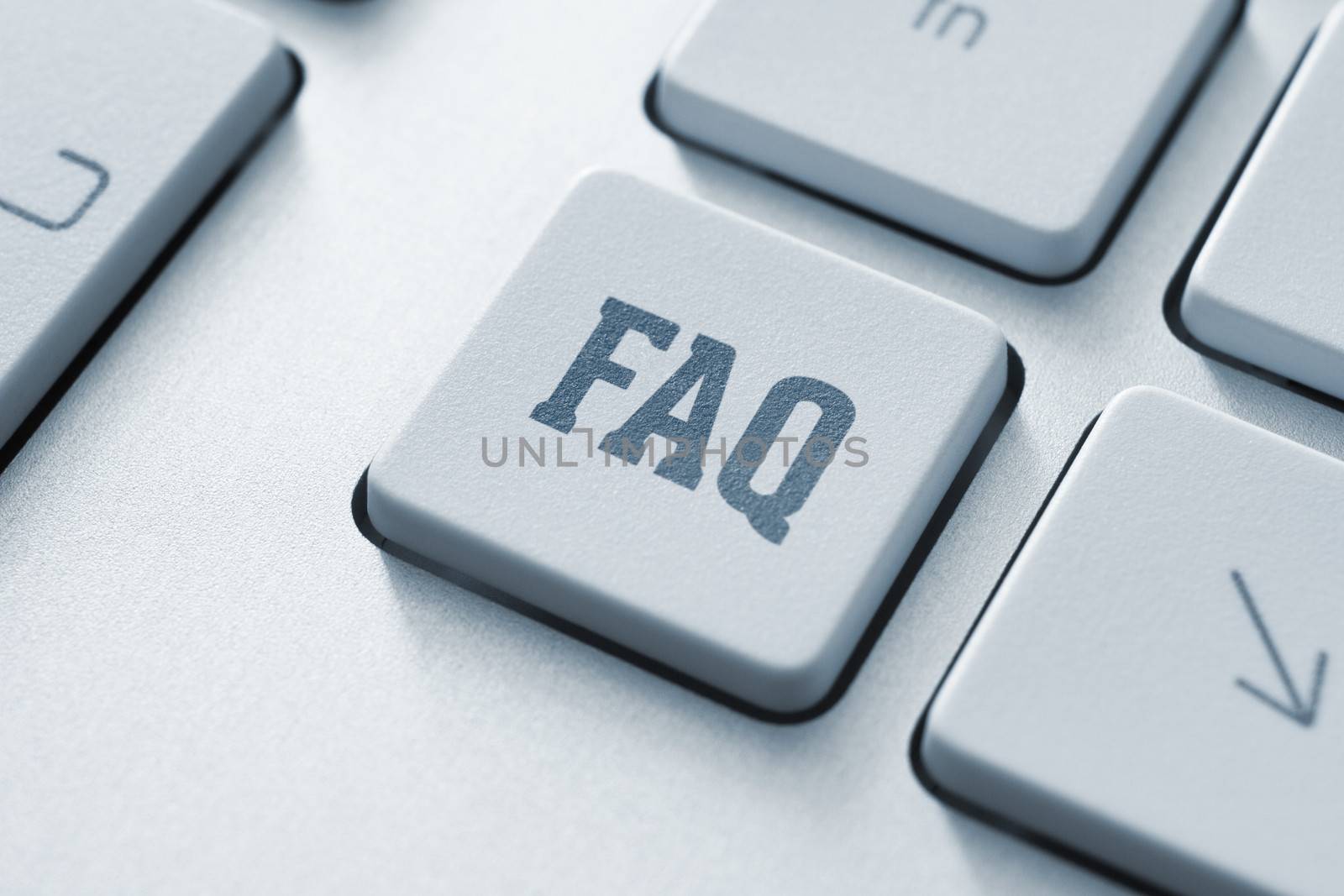 Frequently asked question button on a modern computer keyboard