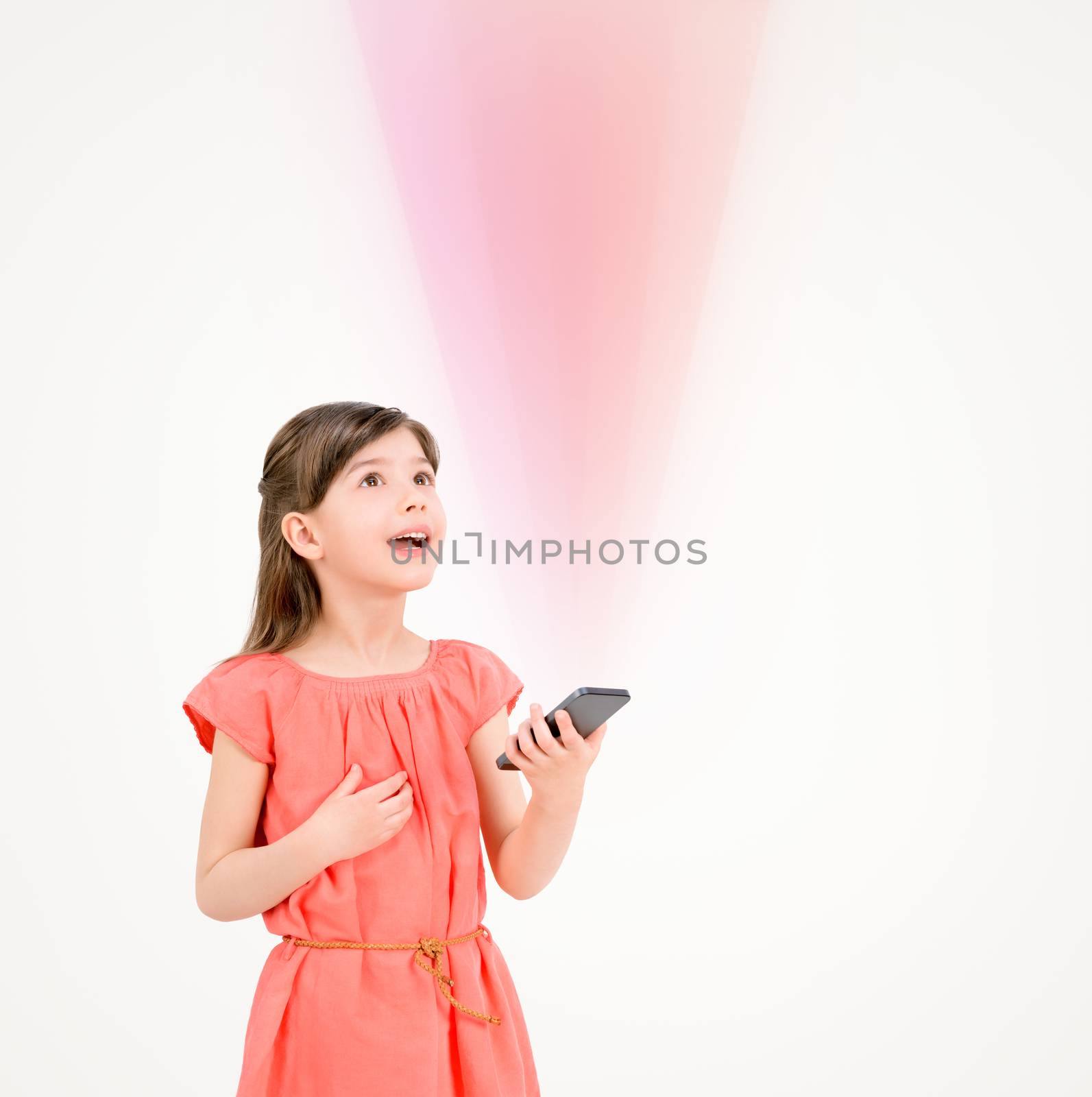 Inspired child with smartphone by bloomua