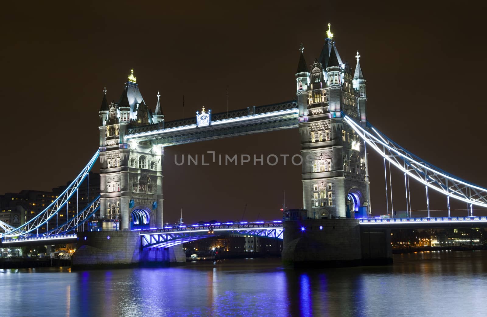 Tower Bridge at night, London.