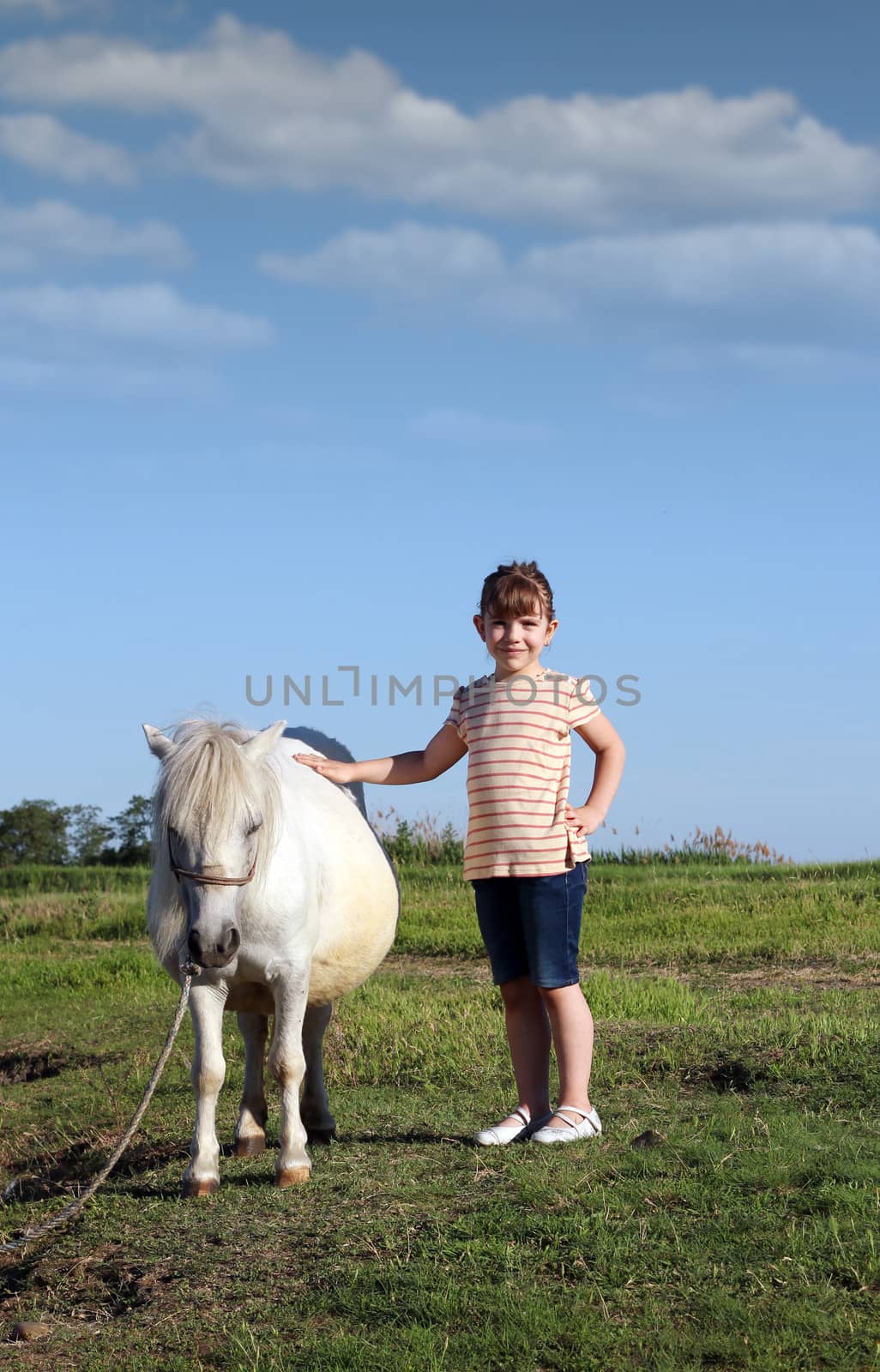 happy little girl and pony horse  by goce