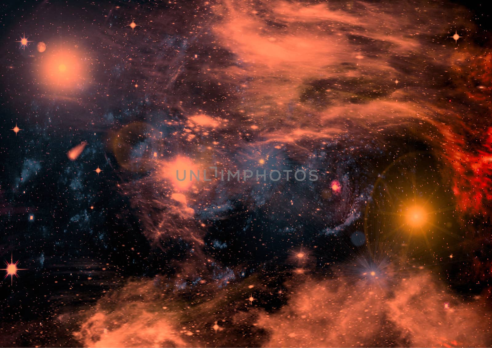 Star field in space, a nebulae and a gas congestion