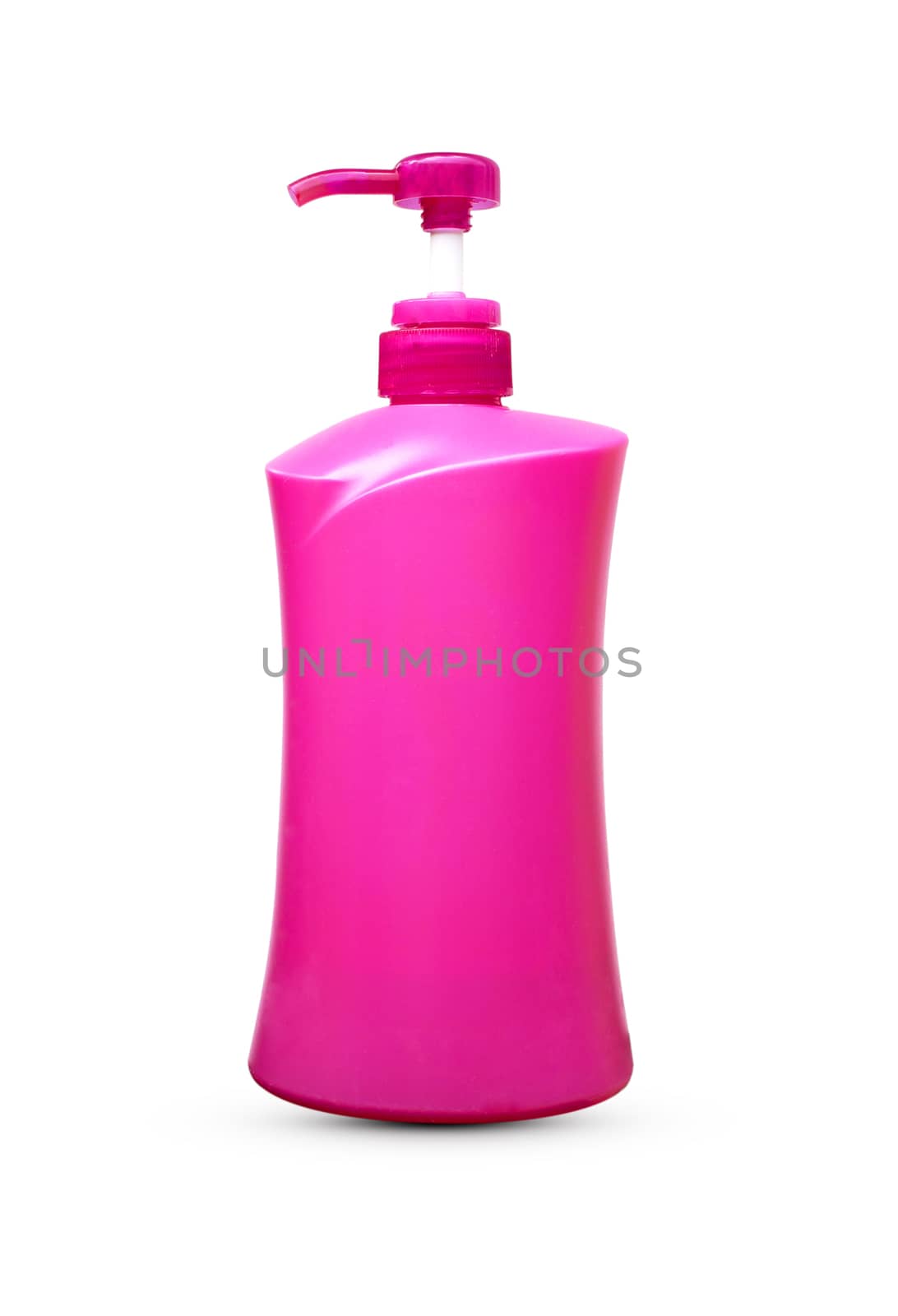 Plastic containers for household water pink isolated white background.