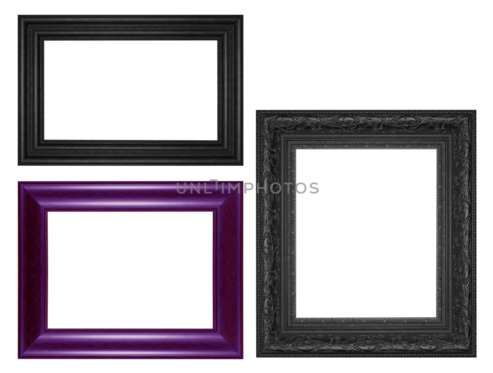 Old Antique  frame Isolated Decorative Carved Wood Stand Antique Black  Frame Isolated On White Background