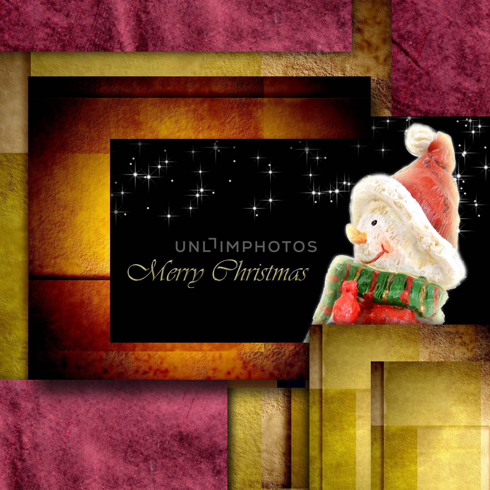 Snowman Christmas postal card by Carche