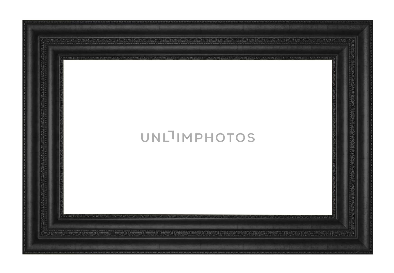 Old Antique Black  frame Isolated Decorative Carved Wood Stand Antique Black  Frame Isolated On White Background