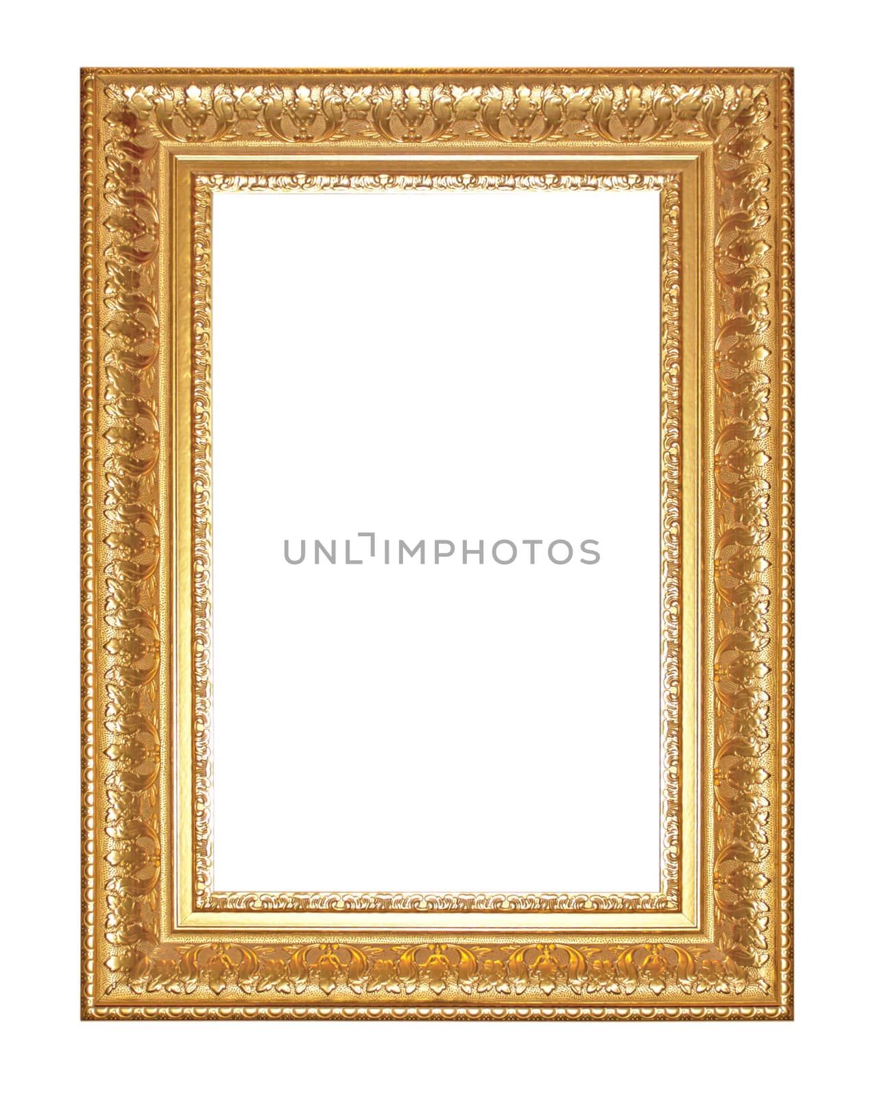 Old Antique gold  frame Isolated Decorative Carved Wood Stand Antique Black  Frame Isolated On White Background