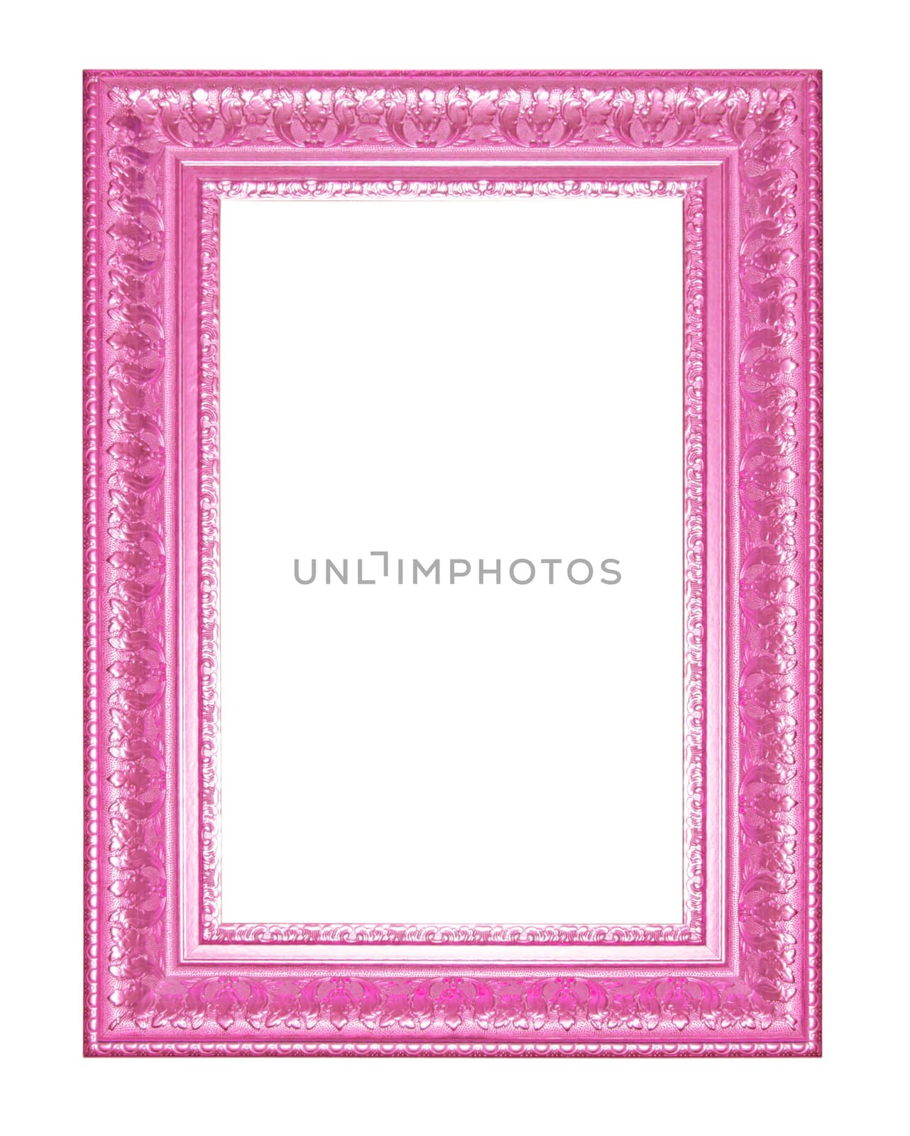 Old Antique Pink  frame Isolated Decorative Carved Wood Stand Antique Black  Frame Isolated On White Background