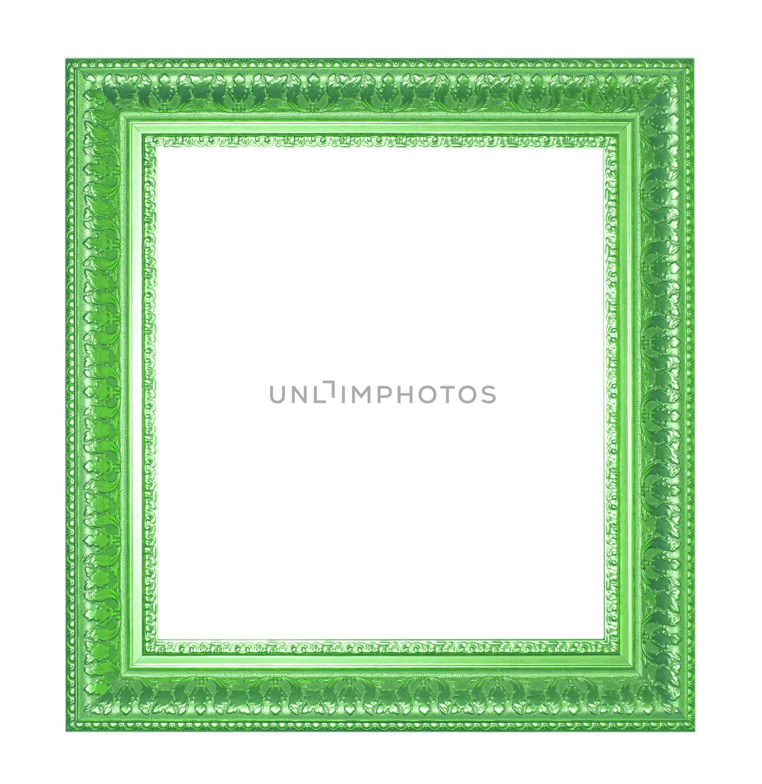 Old Antique Green frame Isolated Decorative Carved Wood Stand Antique Black  Frame Isolated On White Background