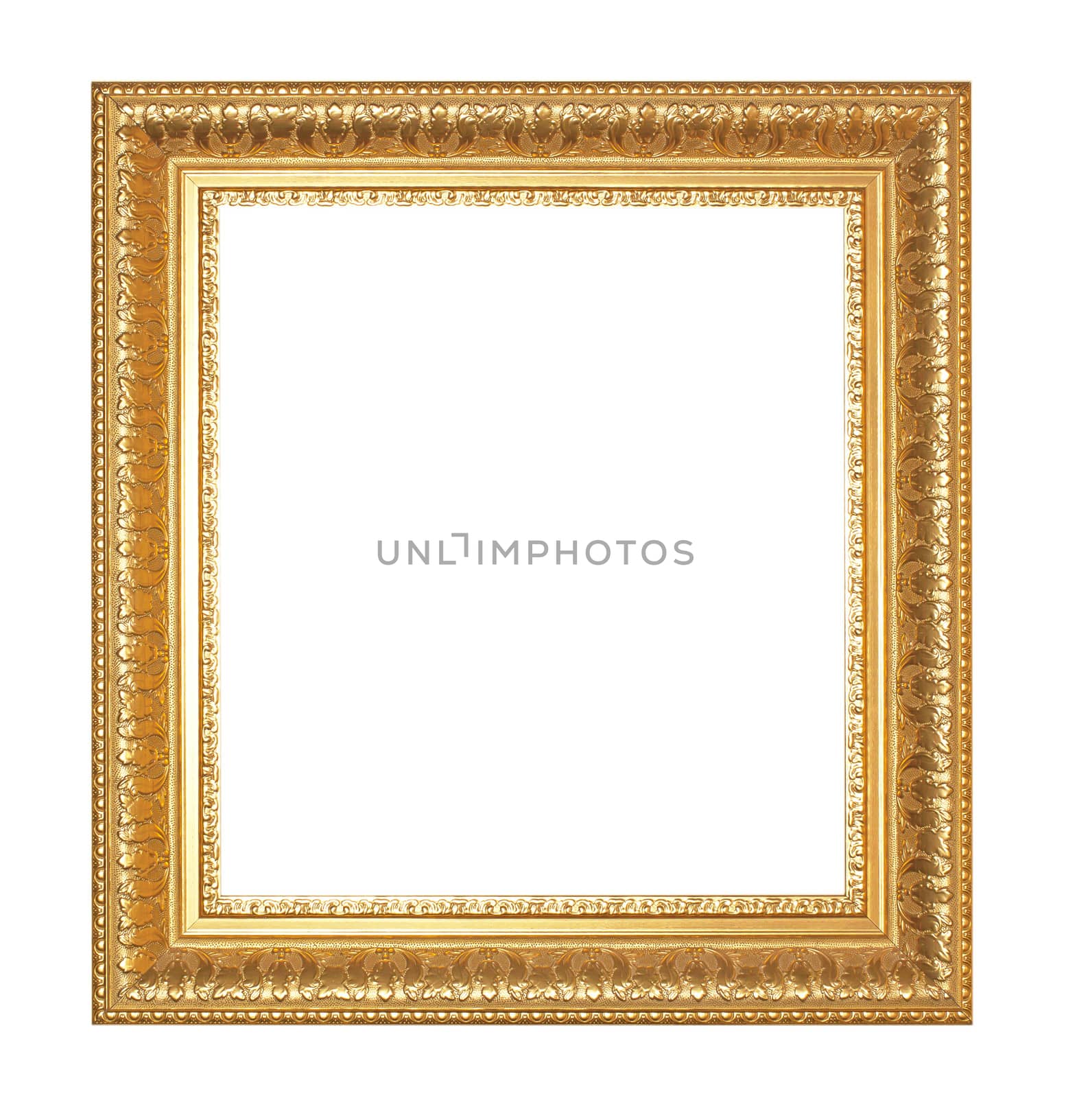 Old Antique gold  frame Isolated Decorative Carved Wood Stand Antique Black  Frame Isolated On White Background