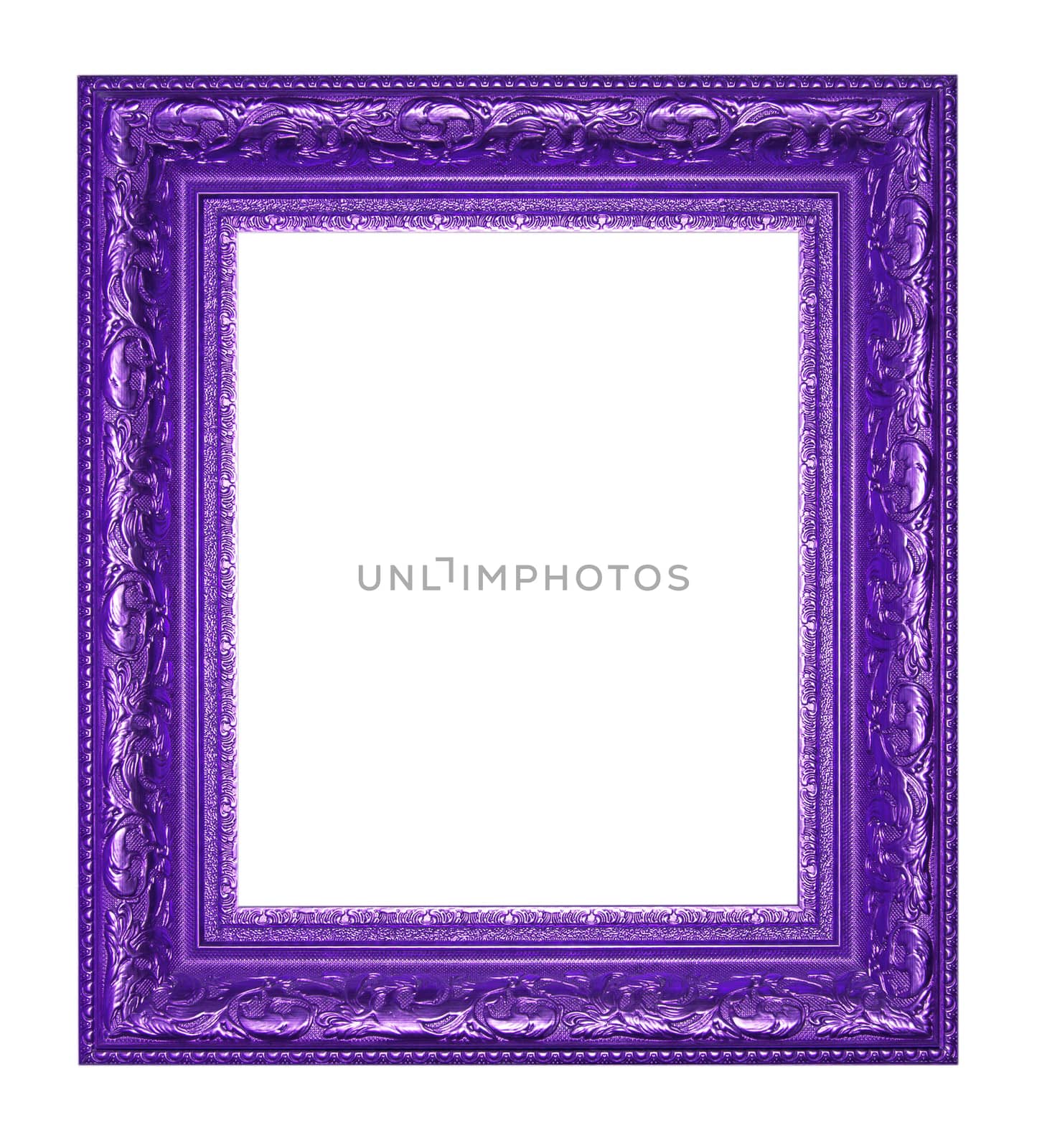 Old Antique Purple  frame Isolated Decorative Carved Wood Stand Antique Black  Frame Isolated On White Background