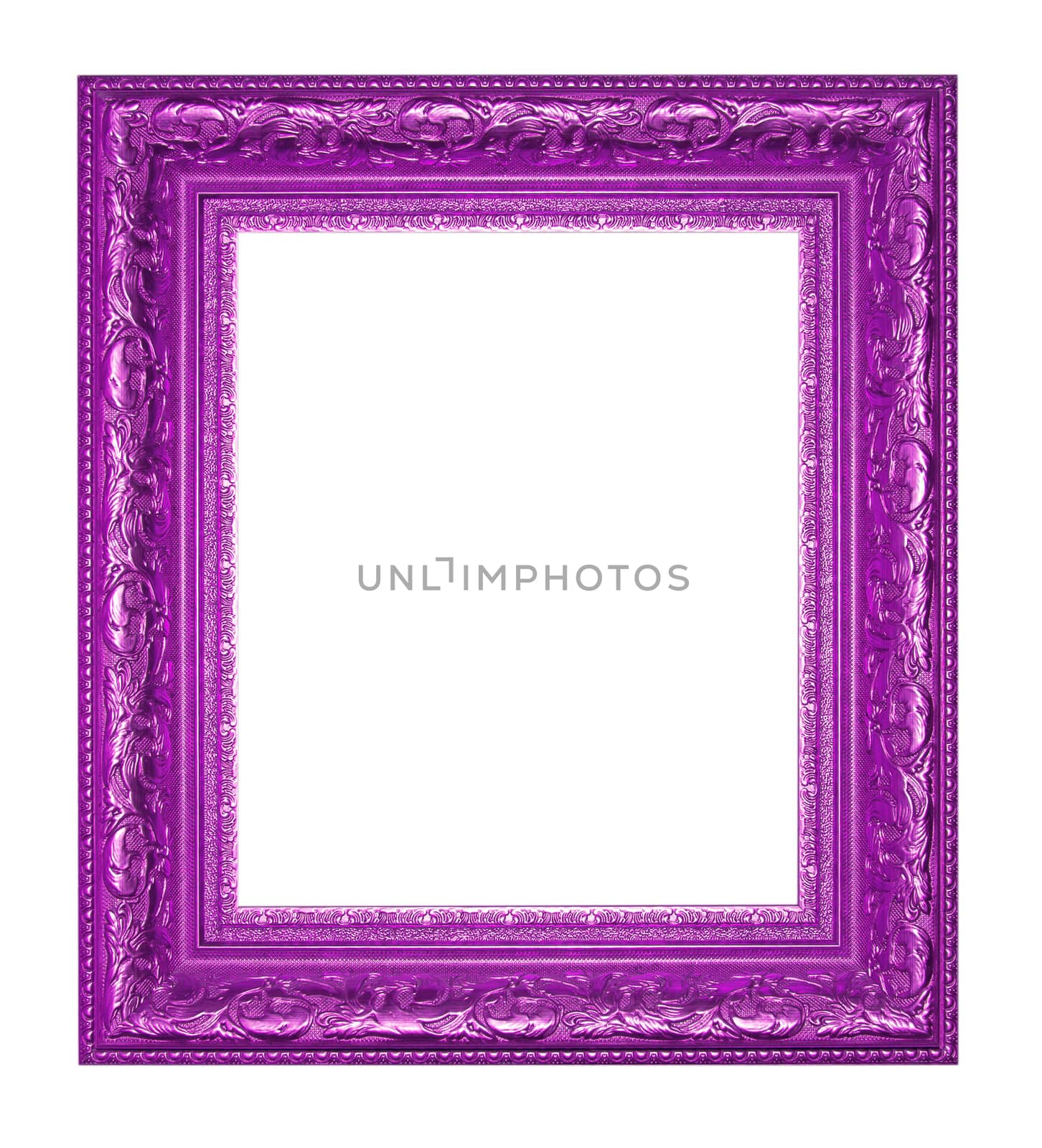 Old Antique Purple  frame Isolated Decorative Carved Wood Stand Antique Black  Frame Isolated On White Background