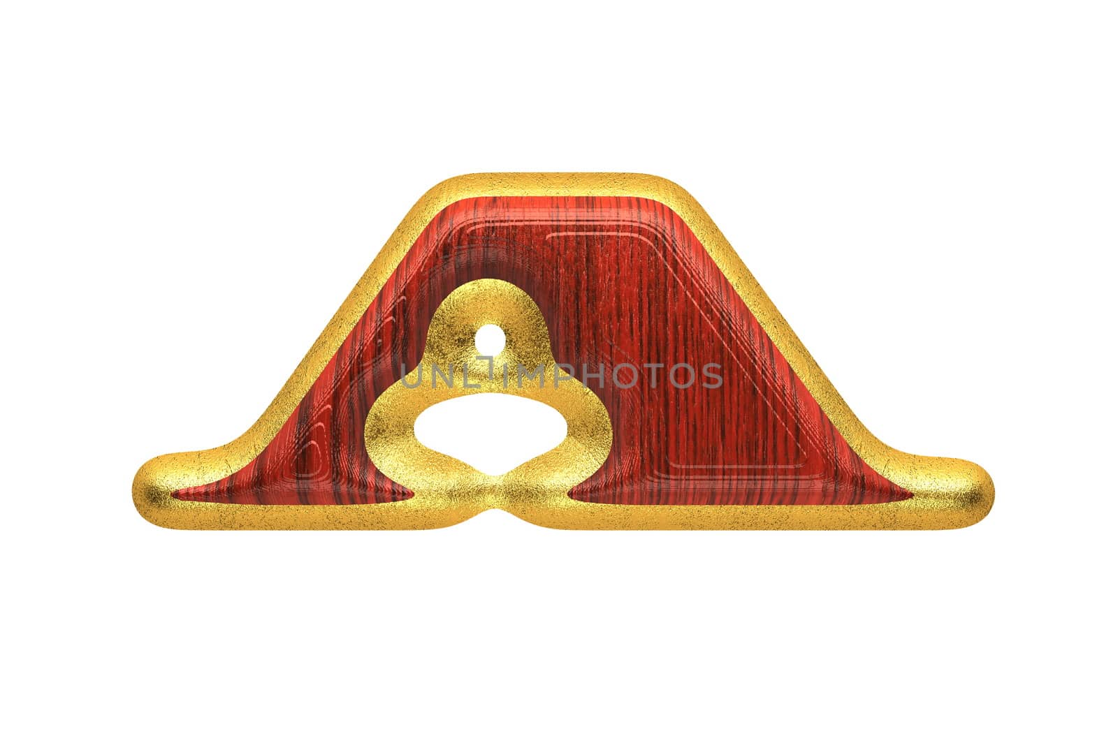 isolated golden figure with red wood