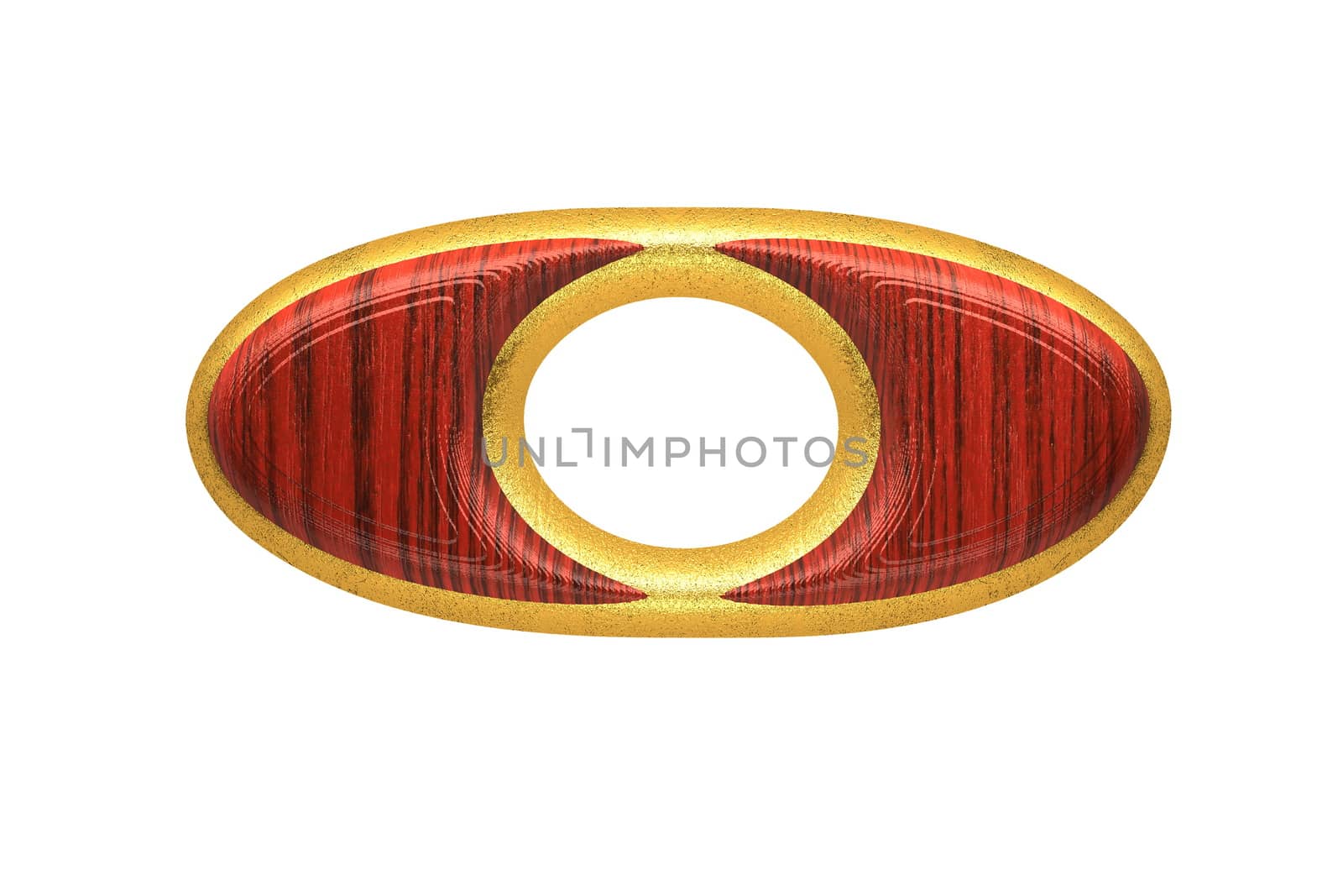 isolated golden figure with red wood