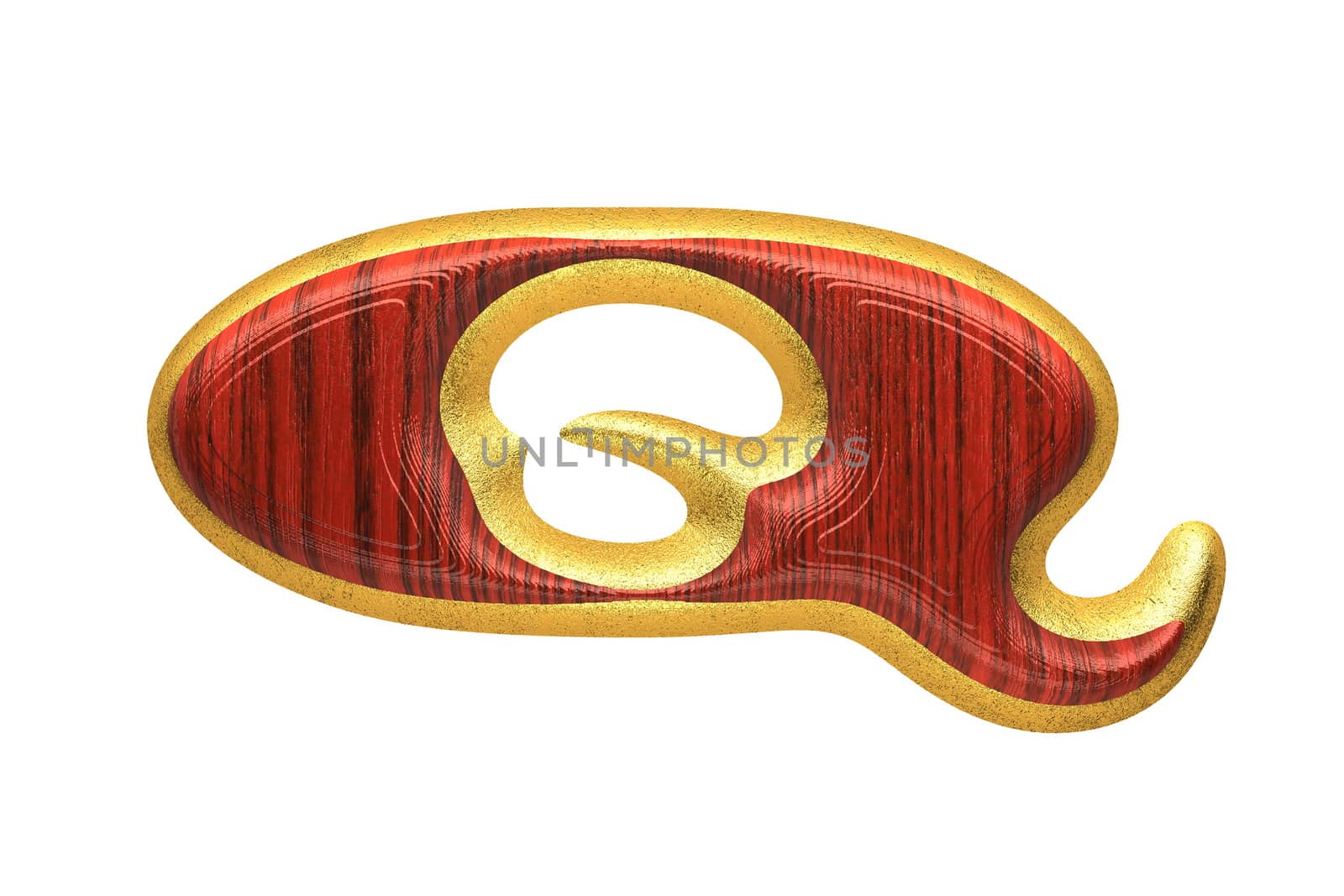 isolated golden figure with red wood