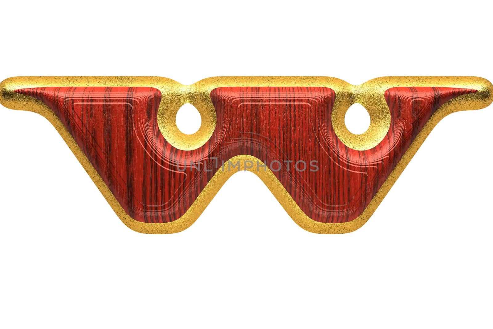 isolated golden figure with red wood